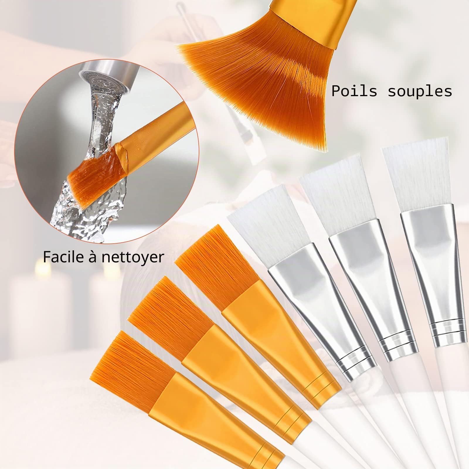 Pinceau Masque Visage Brosse de Masque Facial Pinceaux Applications de Visage avec Poignée en Plastique Transparent pour Masque Facial Masque des Yeux Besoins d'Application 20 Pièces