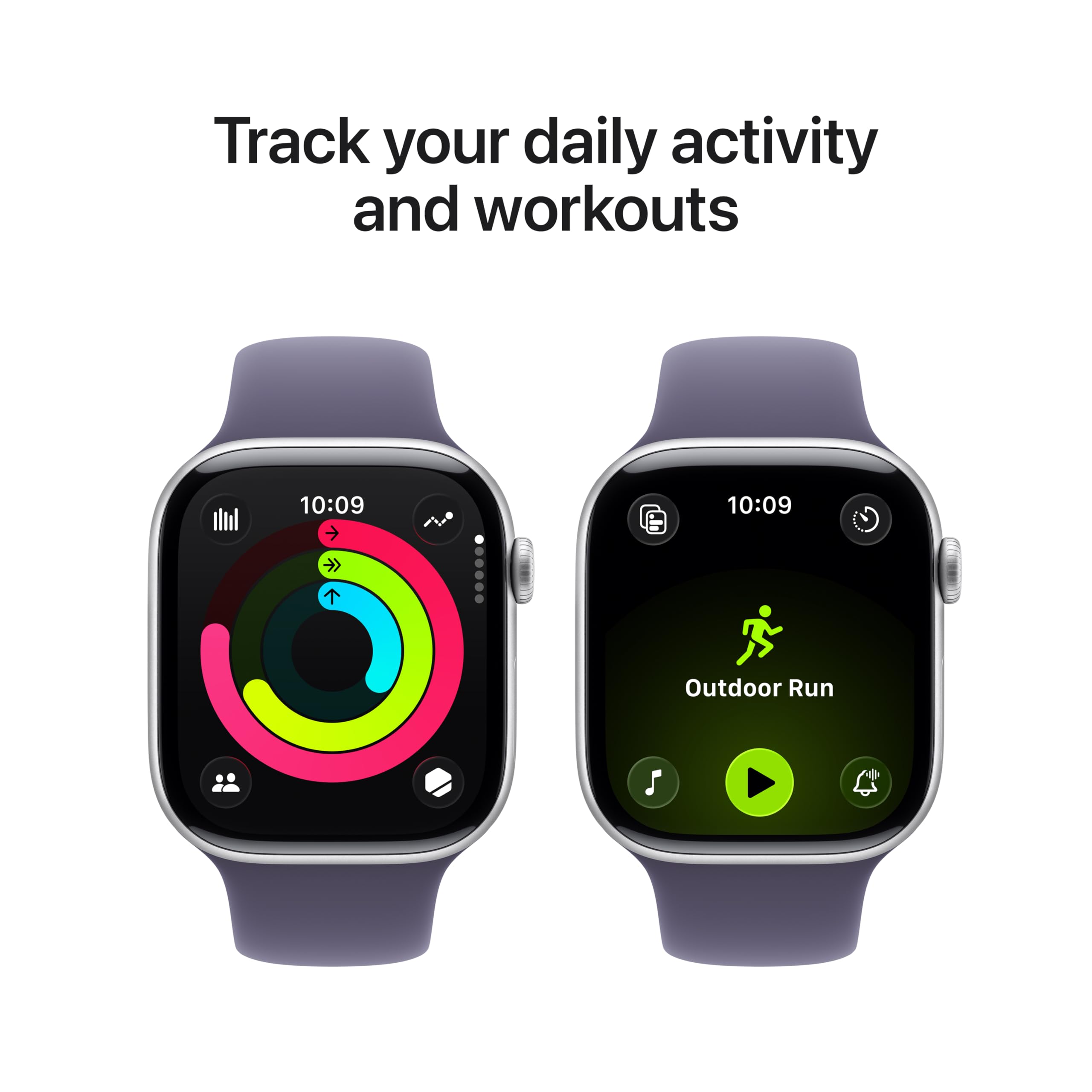 Apple Watch Series 11 [GPS 46mm] Smartwatch with Silver Aluminium Case with Purple Fog Sport Band - M/L. Sleep Score, Fitness Tracker, Health Monitoring, Always-On Display, Water Resistant