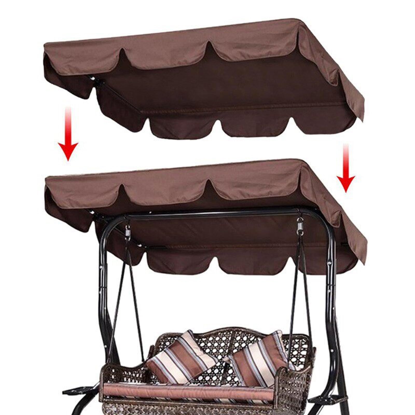 Tettuccio per Altalena da Giardino, Copertura di Ricambio per Dondolo da Giardino, Resistente Ai Raggi Solari, Adatto a Patii e Balconi, Leggero(Brown,195 x 125 cm/77 x 49.3 in)