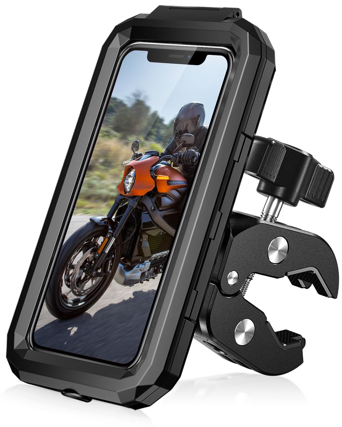 LUROON Porta Cellulare Moto, Universale Porta Cellulare da Bicicletta Impermeabile con Rotazione a 360°, Portatelefono Moto Manubrio Toccare ID Viso ID Compatibile con Smartphone da 5,5 "a 7,0"
