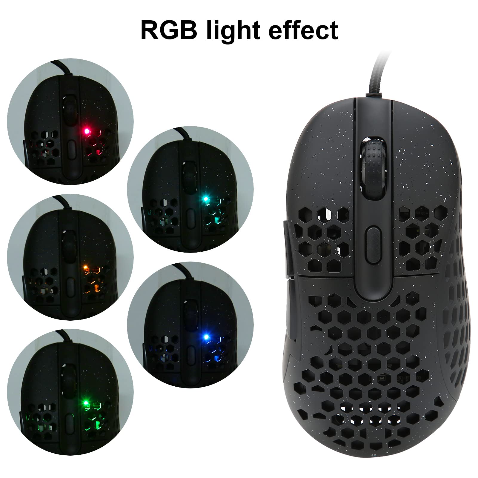 Denash Ergonomiczna Mysz Myszy RGB Myszy DPI dla Złącza USB USB [10] [Black ABS]