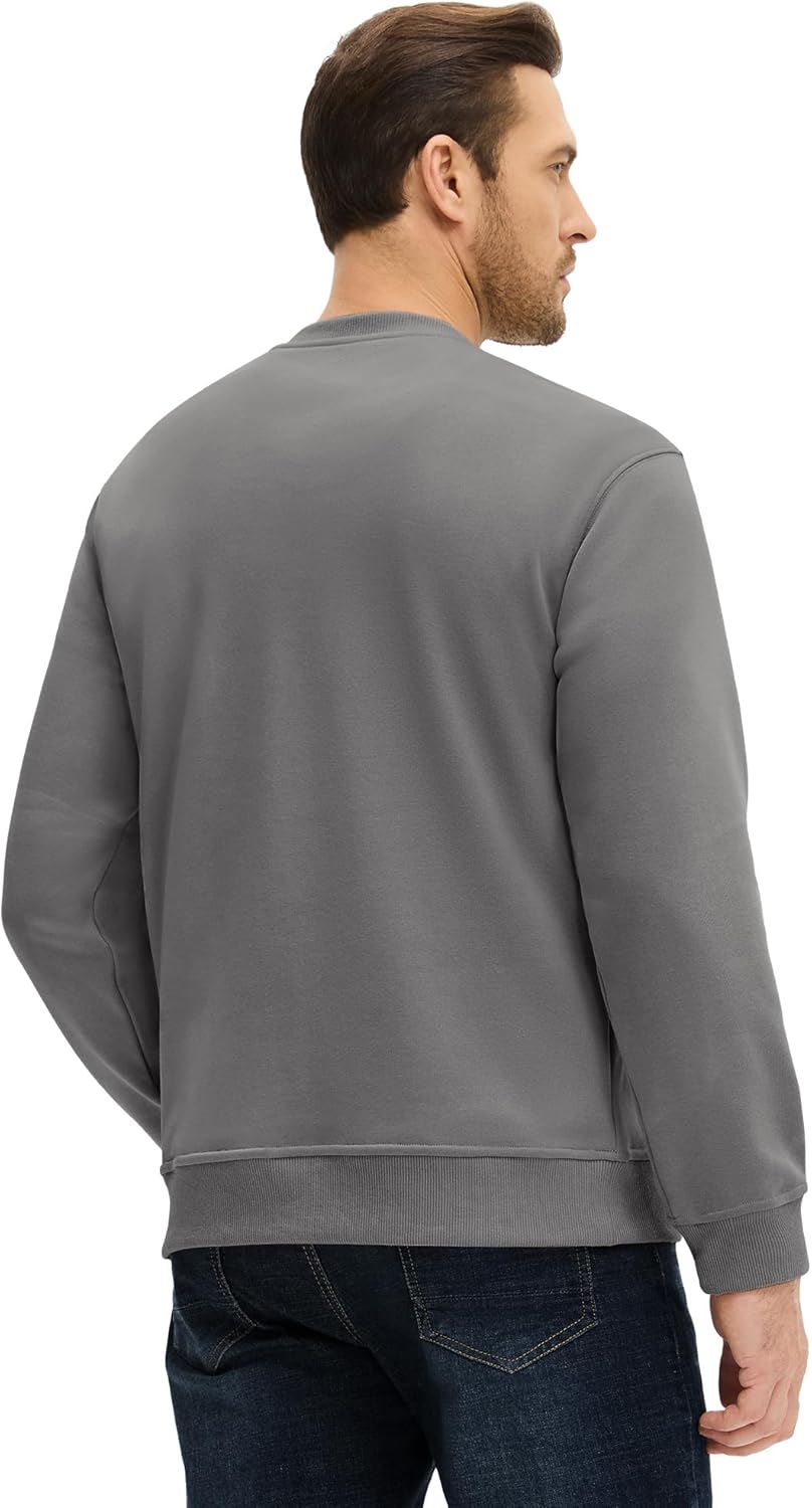 PLEPAN Men's Fleece Lined Crewneck Sweatshirts Fleece Cotton Pullover Casual Basic Thermal Sweater Winter - Image 5