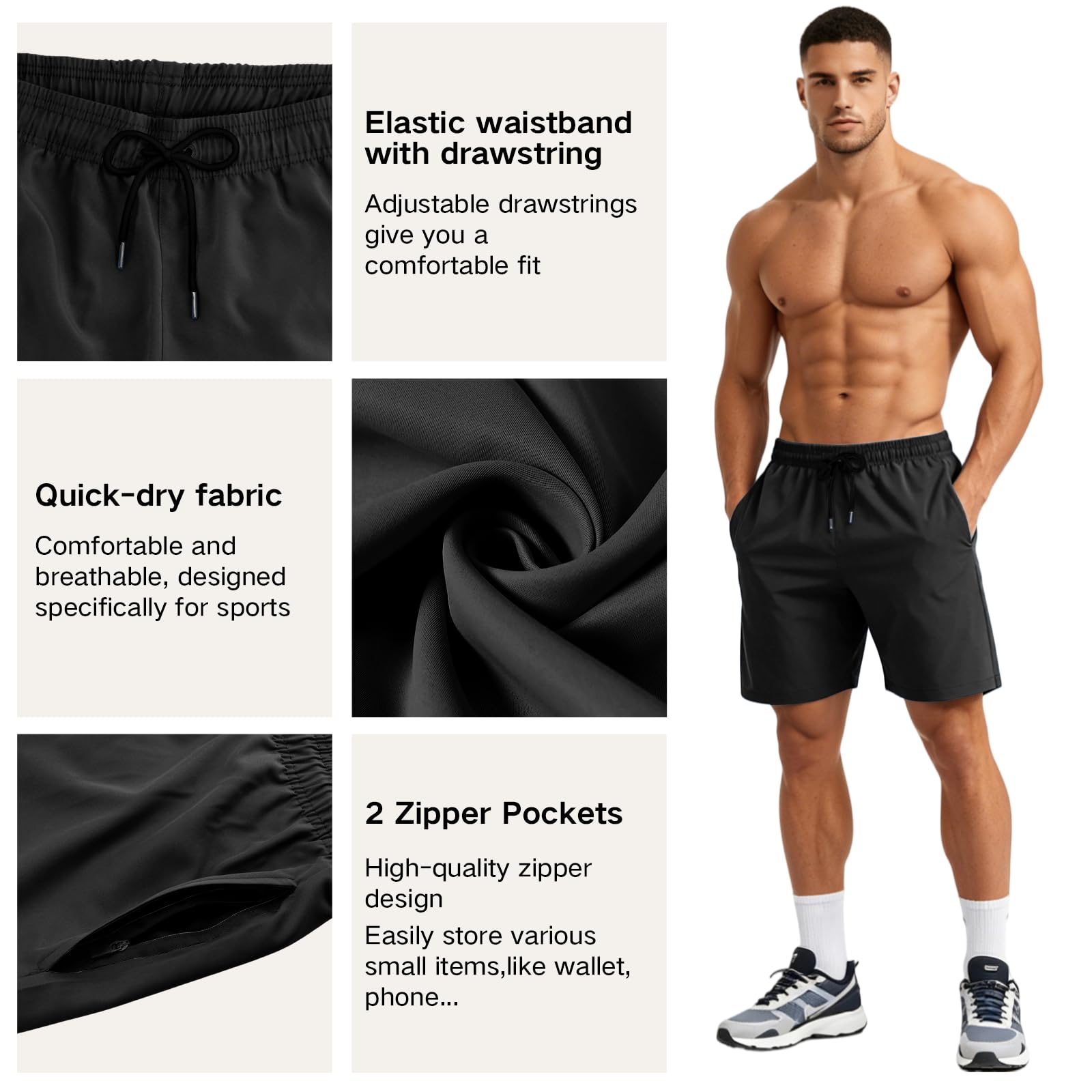 HEOAARG Costumi da Bagno Uomo Leggeri Pantaloncini da Bagno Asciugatura Rapida Costume Uomo Mare Traspirante Bermuda Shorts con Tasche con Cerniera E Coulisse Elastiche