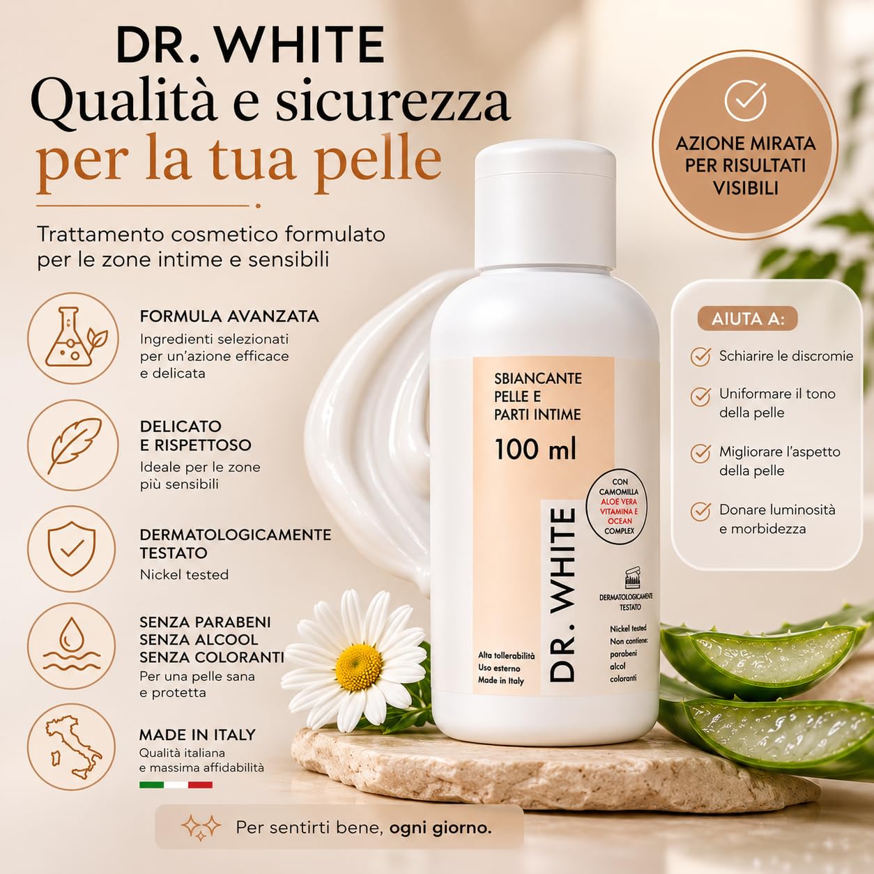 Dr White Intima wybielający krem 400 ml – krem rozjaśniający części intymne, Inguine i pachy – krem nawilżający i łagodzący (średnio)