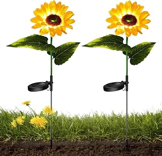 Sunflower Solar Lights,2 Packs Upgrade Solar Powered Sunflower Lights - LED Solar Lights Outdoor for Patio Lawn Garden Yard Pathway Decoration Kagrote