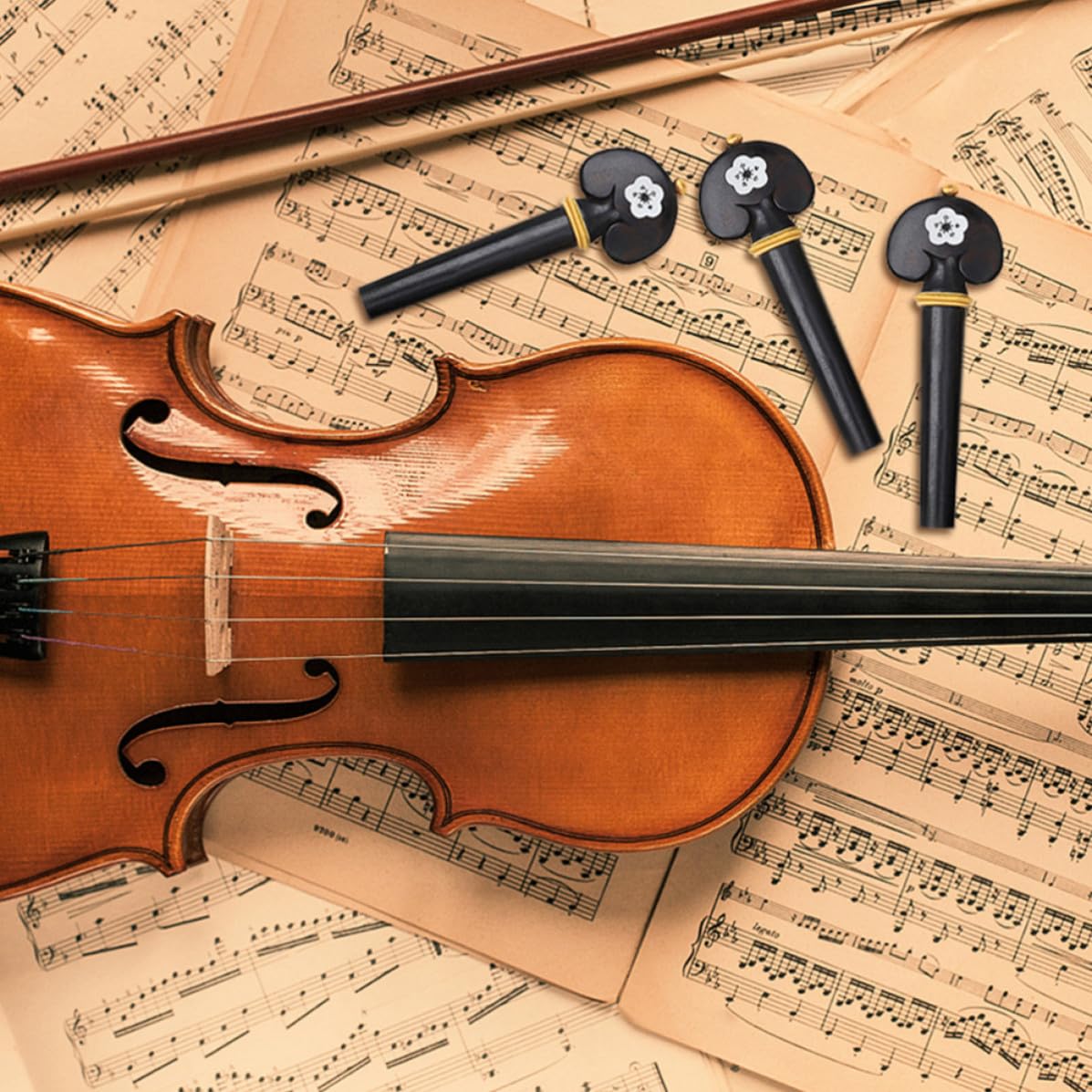 8 Clavijas de Afinación y Repuestos Duraderos para Violín de Madera Negra Ideales para Mantenimiento de Violines Accesorios Fáciles de Instalar