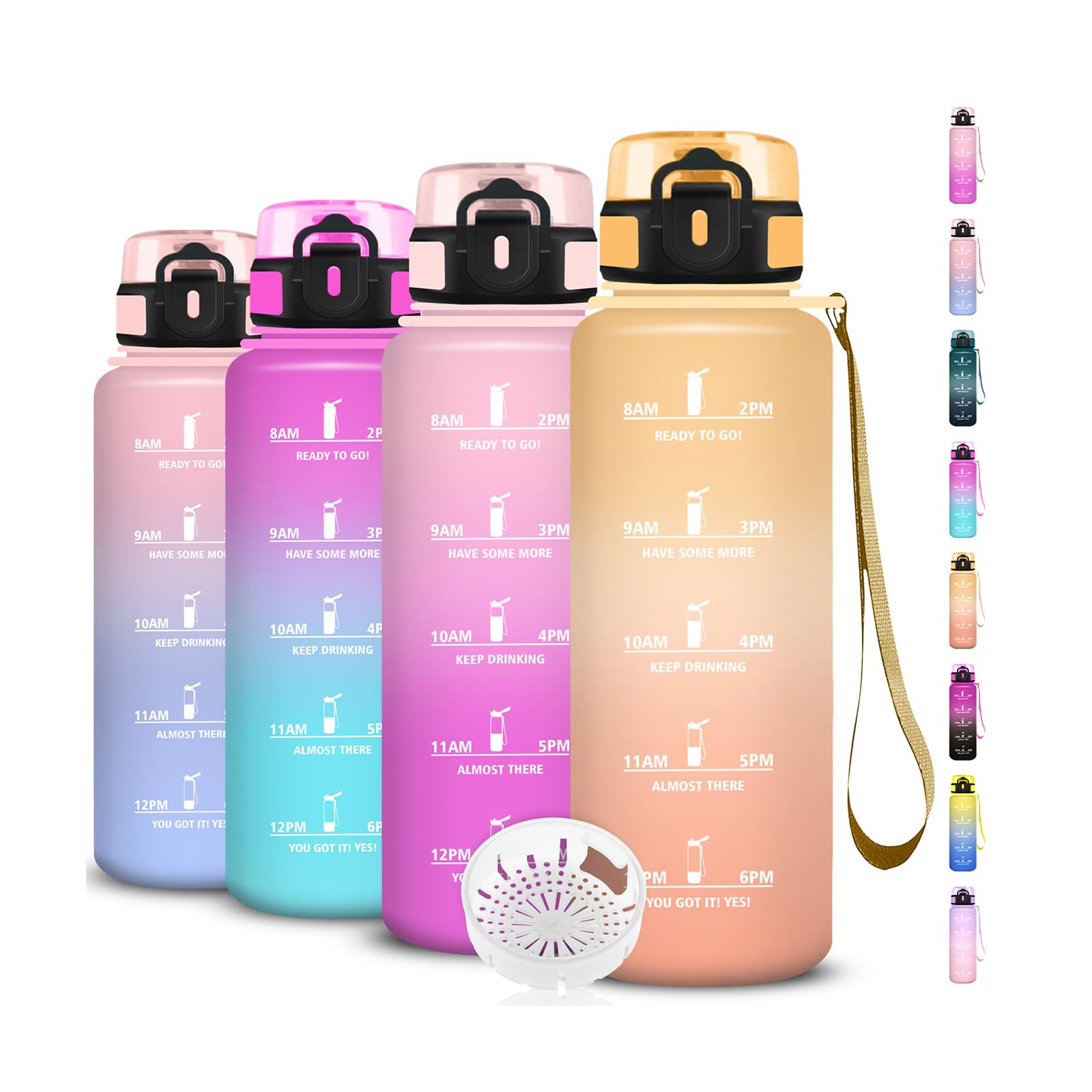 1.5L Water Bottle, Gym Water Bottle, Leakless Water Bottles, Easy to Clean, Motivational Water Bottles, Timetable Bottle, Graduated Bottle, Easy to Carry for Camping, Travel, Fitness