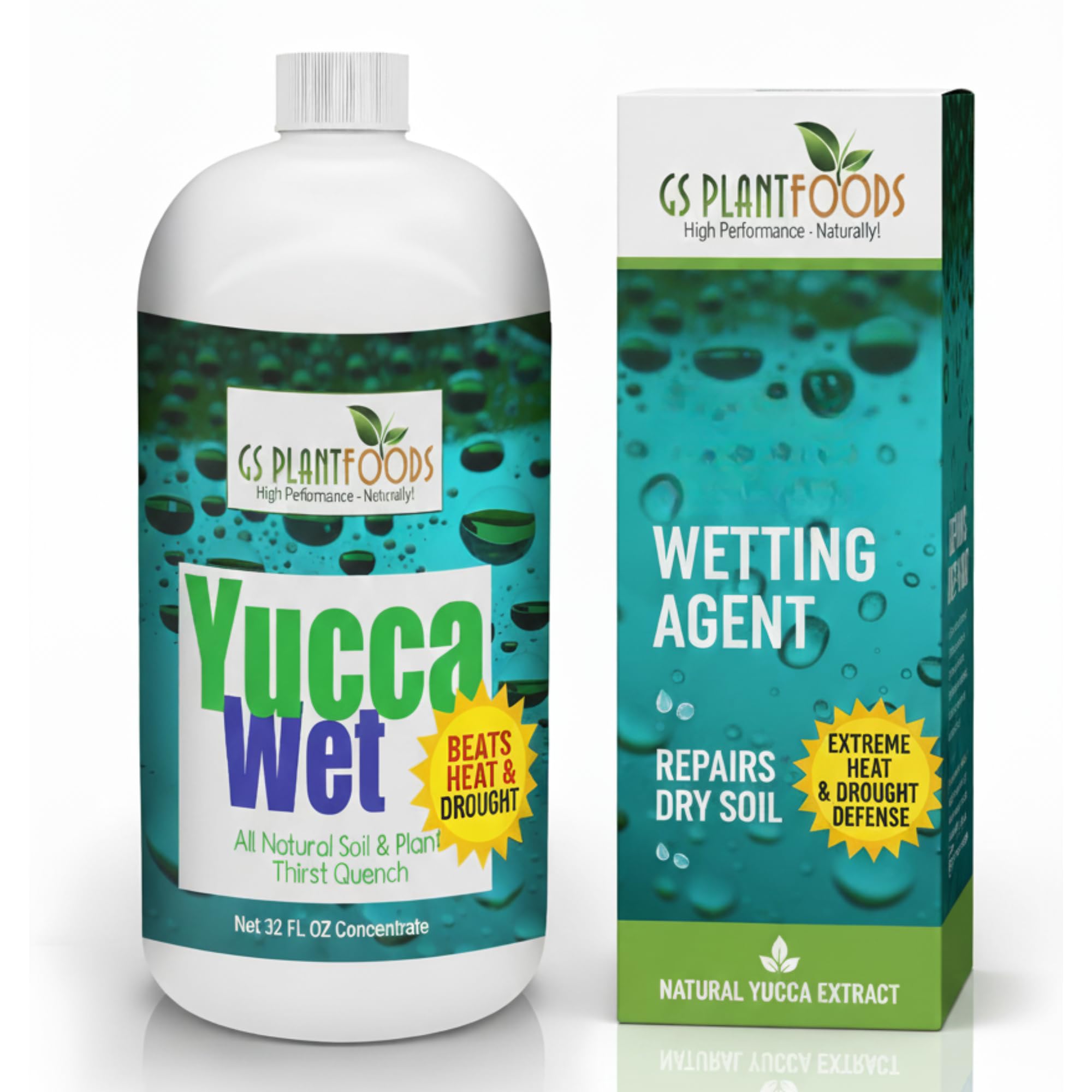 GS Plant Foods Yucca Wet, Liquid Yucca Extract- Organic wetting Agent and surfactant, Now in 32 oz Concentrate