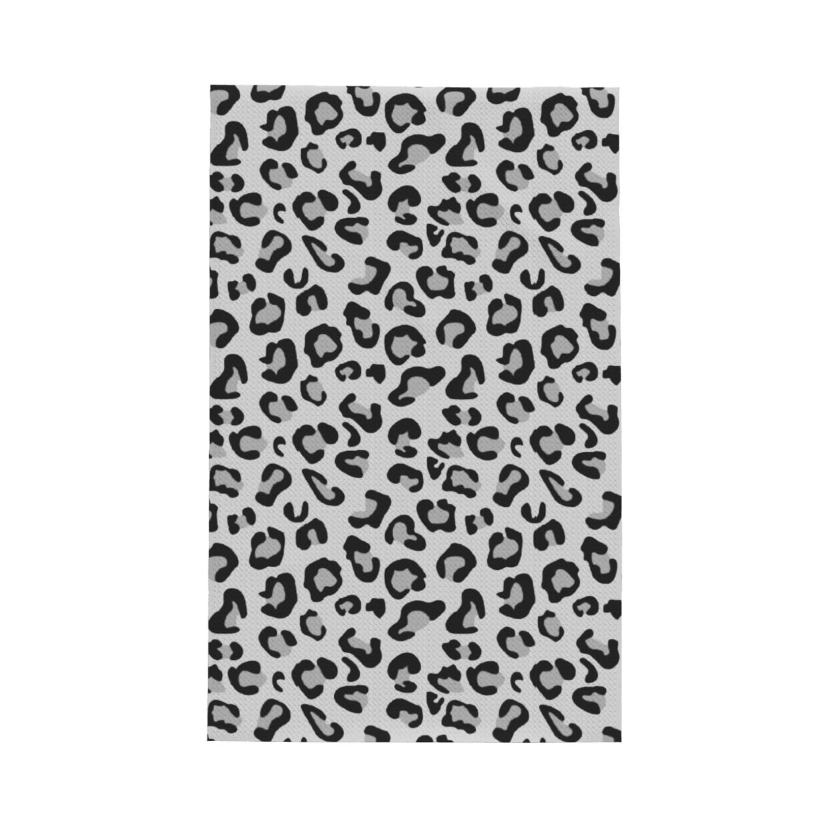 Zouey Black And White Leopard Print,Drying Dish Towels Waffle Tea Towels Kitchen Absorbent Dish Cloth 41 x 66 cm