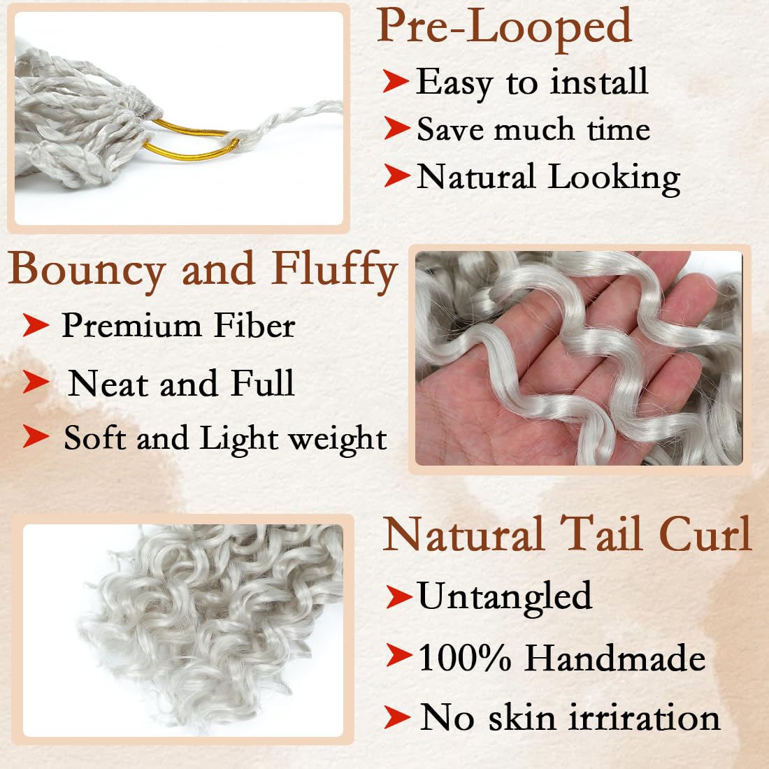 Pelo de ganchillo Gogo Curl preenrollado, 10 pulgadas, 8 paquetes, pelo corto y rizado de ganchillo para mujeres negras, cabello trenzado ondulado del océano, cabello trenzado profundo (10 pulgadas