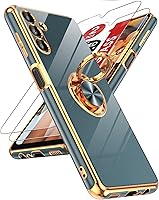 Vista 142 de LeYi para Funda de Teléfono Samsung Galaxy A13-5G: Protector de Pantalla de Vidrio Templado, Soporte Magnético Giratório de Anillo 360°, Borde Negro