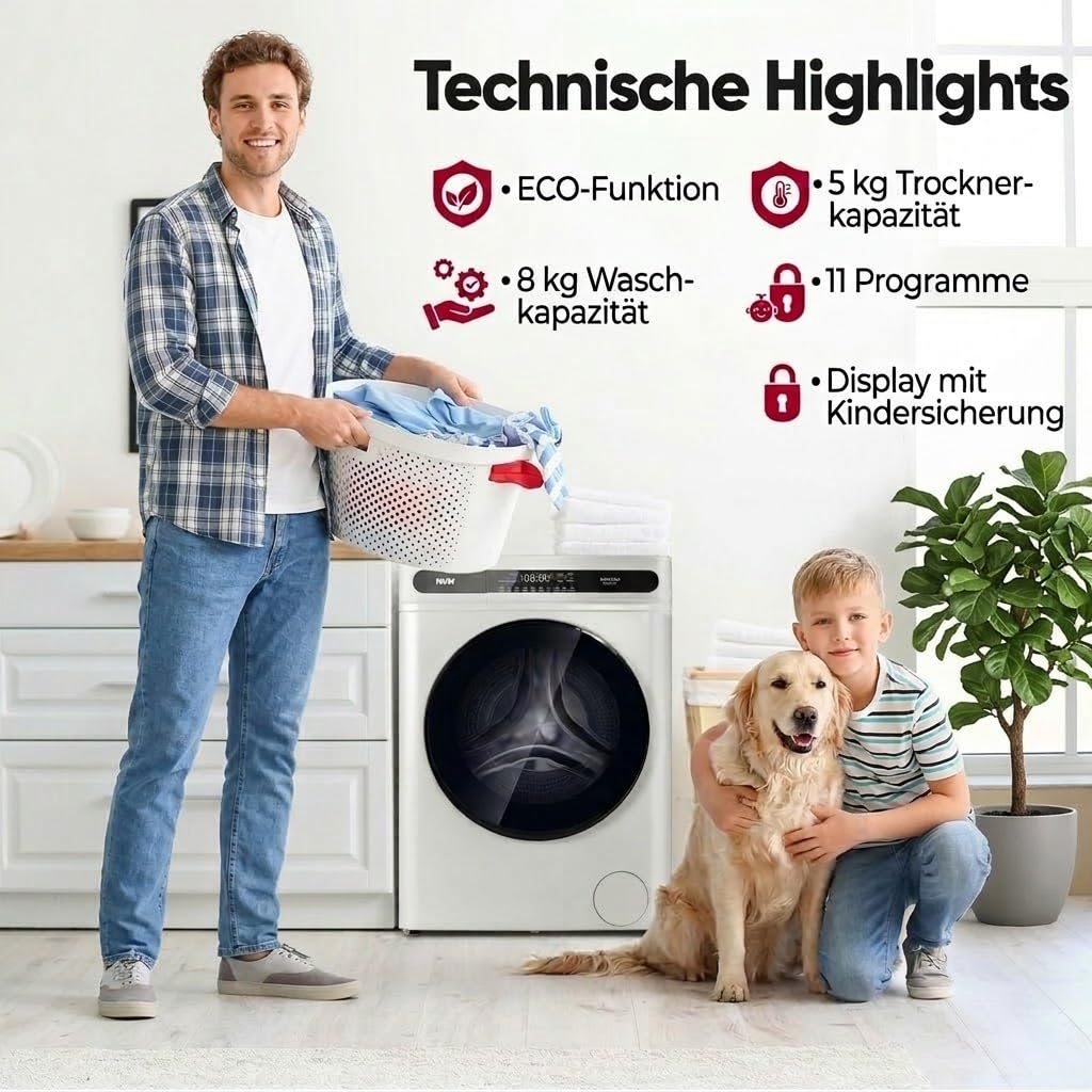 PKM Waschtrockner WT8+5AD - ECO-Funktion - 8kg Waschen - 5kg Trocknen