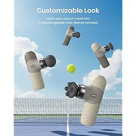 RENPHO Mini Thermal Massage Gun with Heat, Portable Deep Tissue Percussion Massager, Color Silicone Sleeves Travel Size with Carry Case