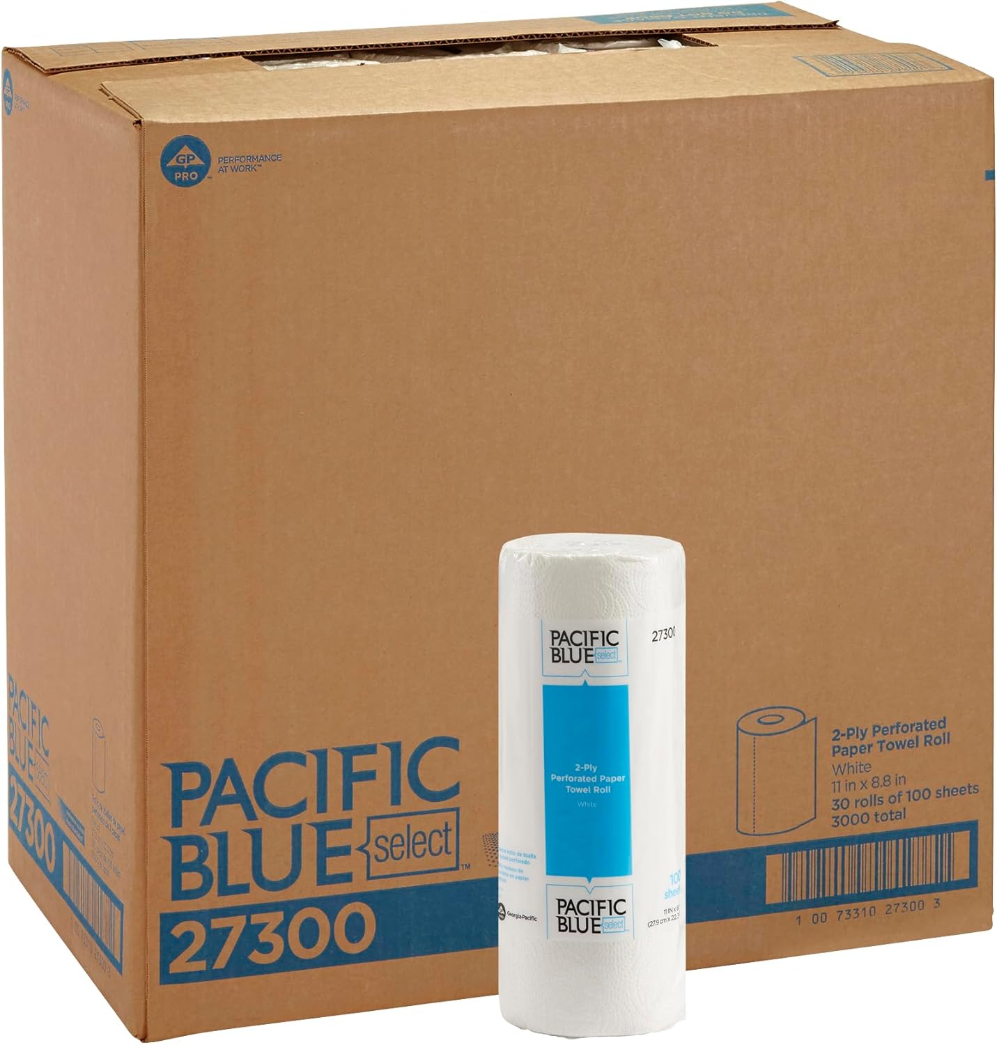 Georgia-Pacific Pacific Blue Select 2-Ply Perforated Roll Paper Towels by Georgia-Pacific Pro, 100 Sheets Per Roll, 30 Rolls Per Case,white - 27300