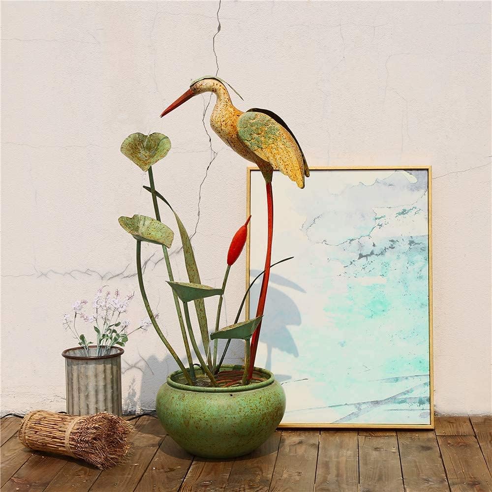 Glitzhome 37" H Floor Standing Waterfall Fountains - Antique Green Metal Pelican Tiered Waterfall Decorative Garden Outdoor/Indoor Tool for Yard, Floor Patio, Backyard and Home Art Decor : Patio, Lawn & Garden