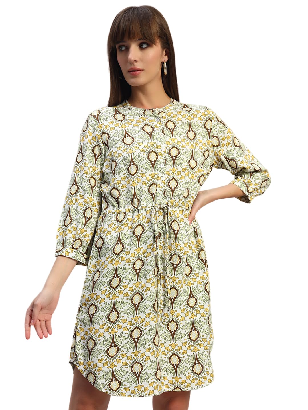 Women's Printed 3/4th Sleeves Round Neck Casual Long Tunic (P_LLTNC00009)-image-26