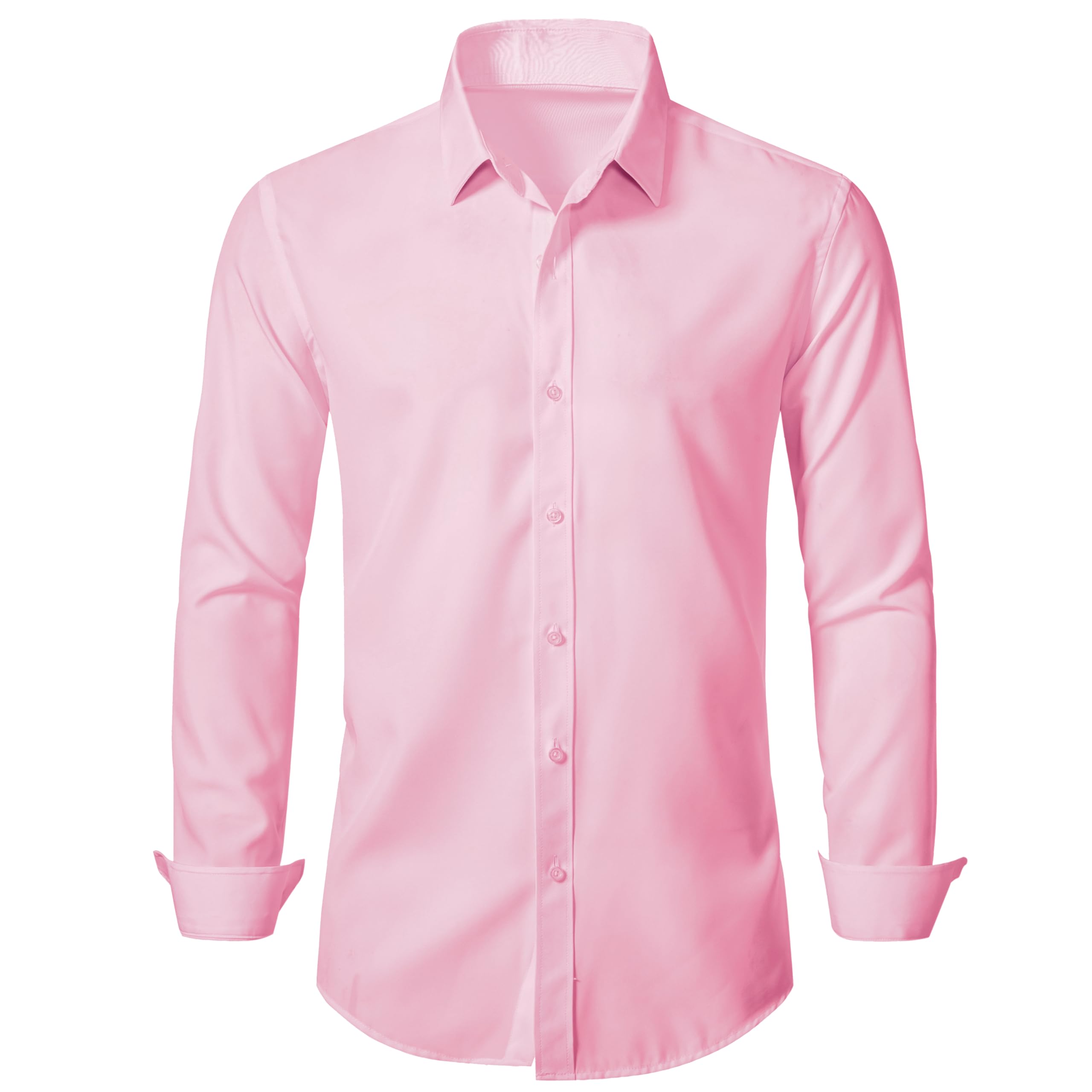 LOCALMODE Mens Stretch Slim Fit Dress Shirts Lightweight Soft Long Sleeve Casual Button Down Shirts