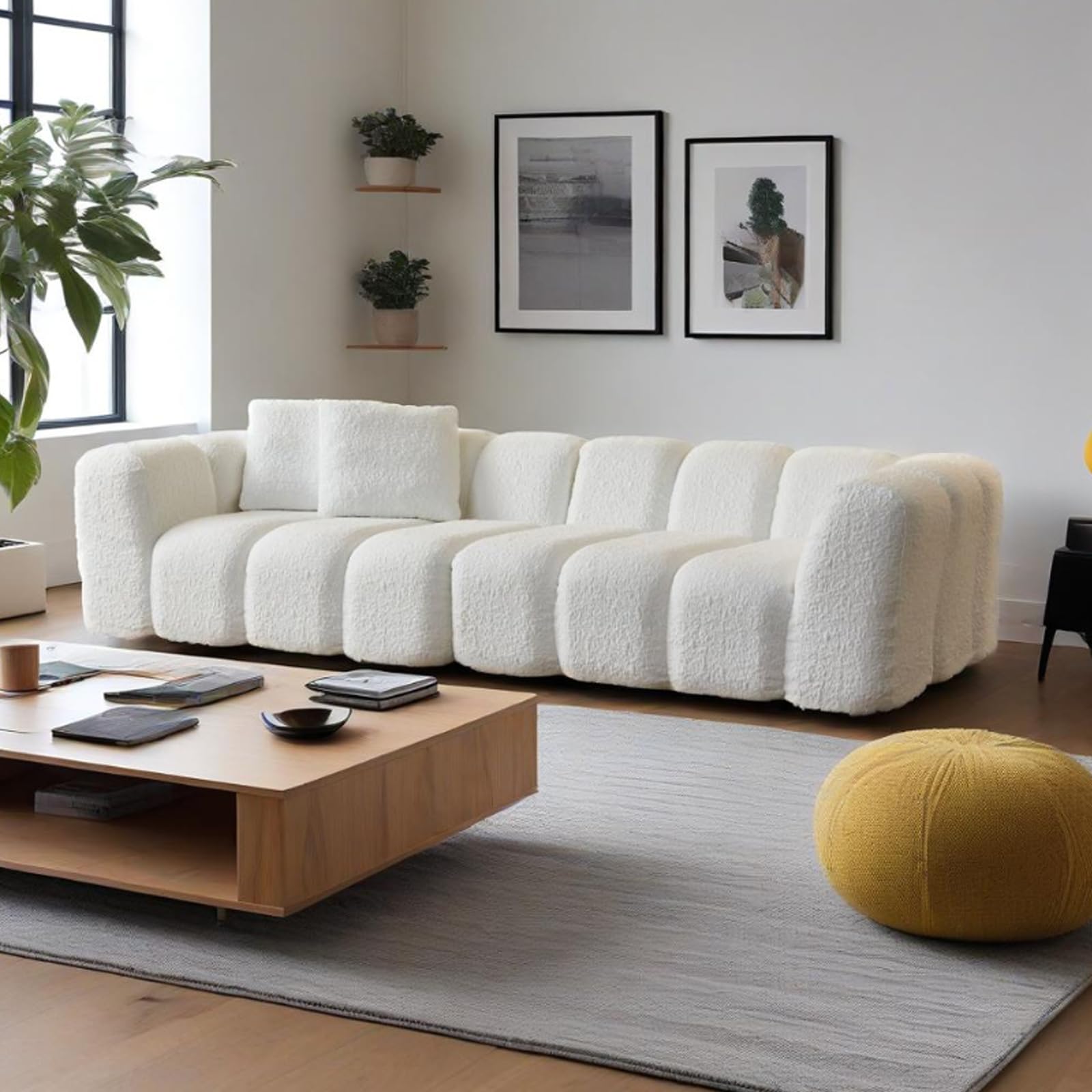 Modular Sectional Sofa, Modern Boneless Cloud Couch, Convertible Sleeper Sofa with Comfortable Corduroy Seats and Armrest, Accommodates 3-4 People