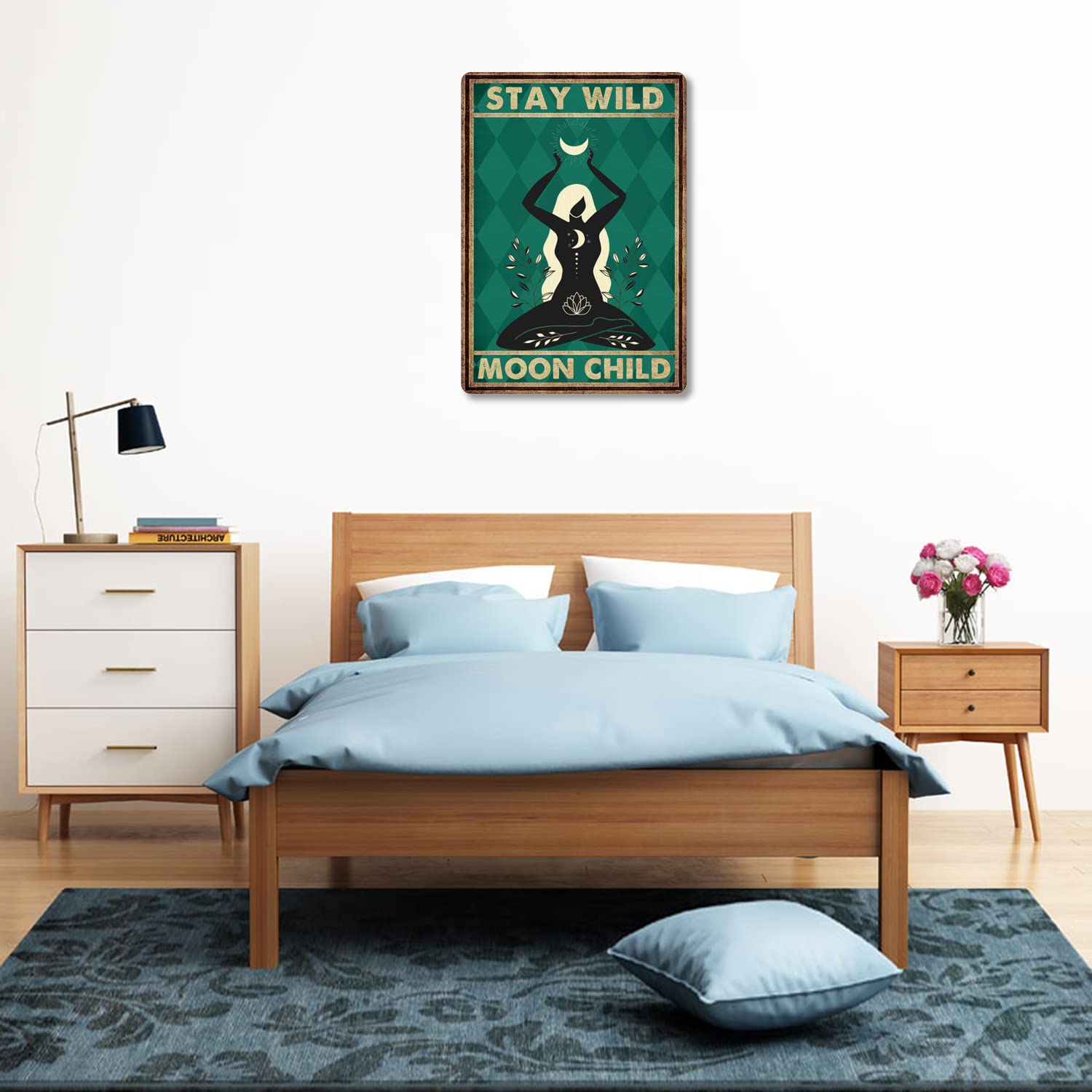 APILOT Letrero De Metal Vintage Con Texto En Inglés «Hippie Girl Stay Wild» Para Decoración De Pared, Letrero De Aluminio Para Baño, Cocina, Hogar, Bar, Cafetería, Garaje, Cueva, 6 X 8