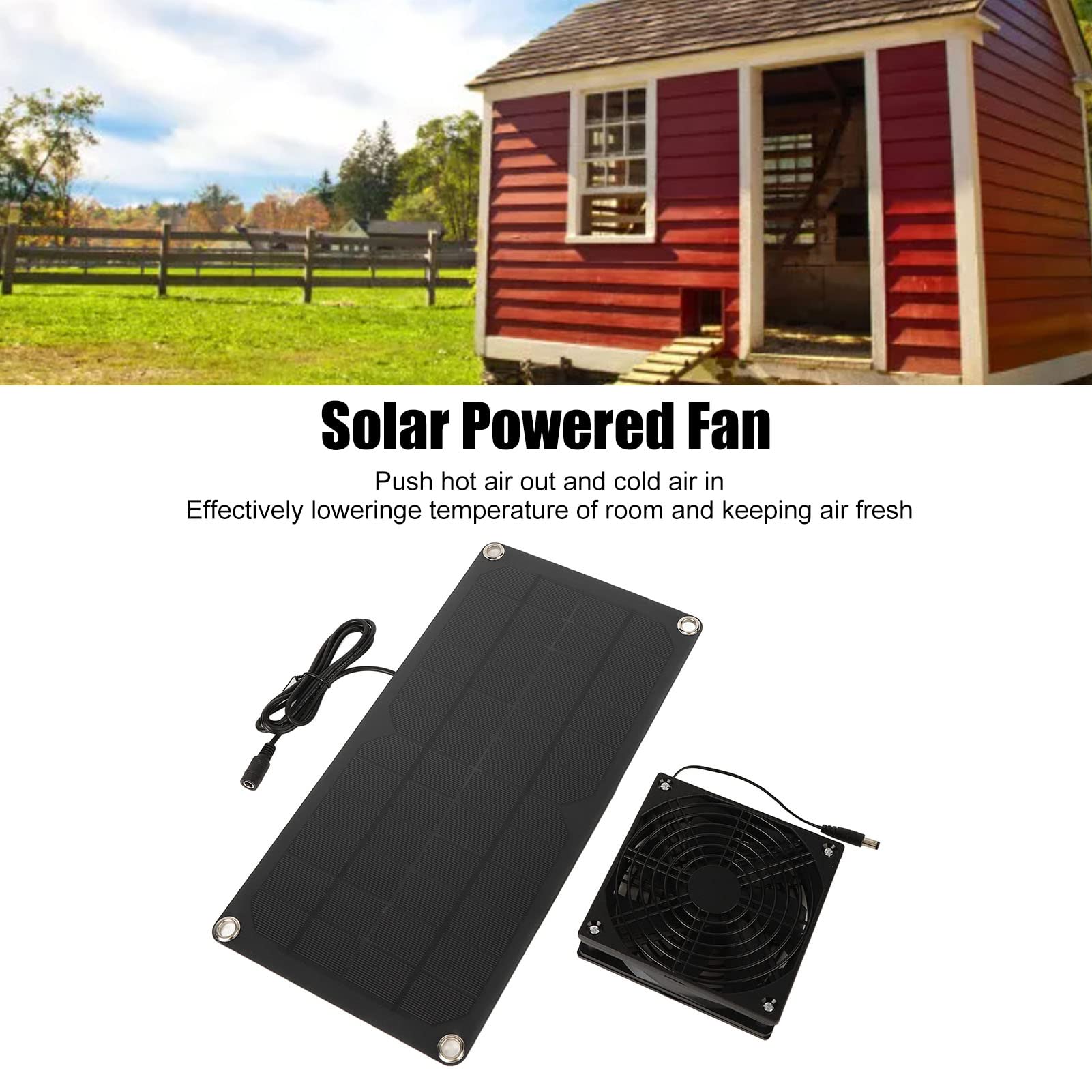 Zestaw wentylatorów solarnych, 20 W, monokrystaliczny silikon, zasilany energią słoneczną, 3 W, mini wentylator wyciągowy do okna szklarni