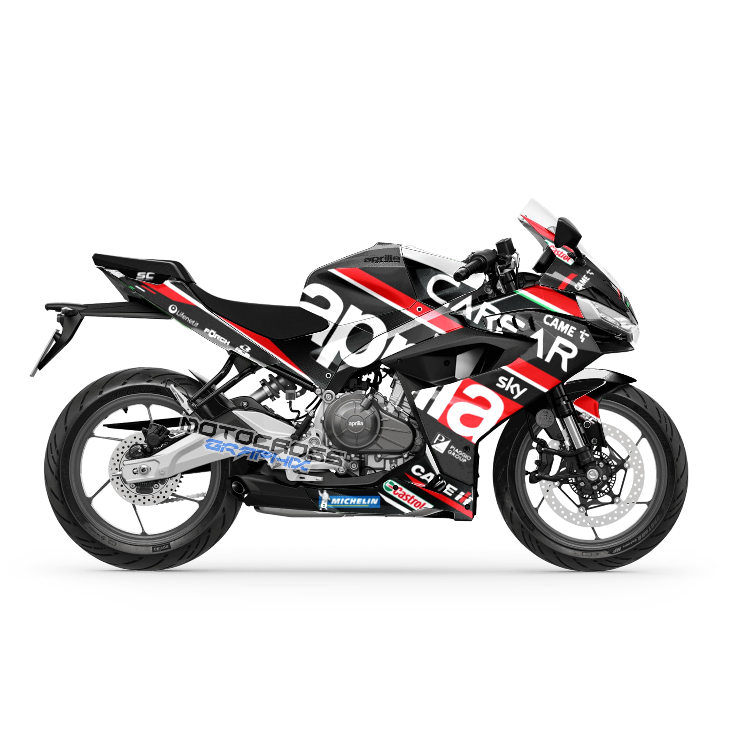 Aprilia RS 457 Graphic Kit| BLACKWT | by Motocross Graphix| Printed on Premium Vinyl with Ultra Gloss Laminate, Waterproof, Precise Precut Sticker, Non-Fading, Pack of 1 for Full Bike-picture-29