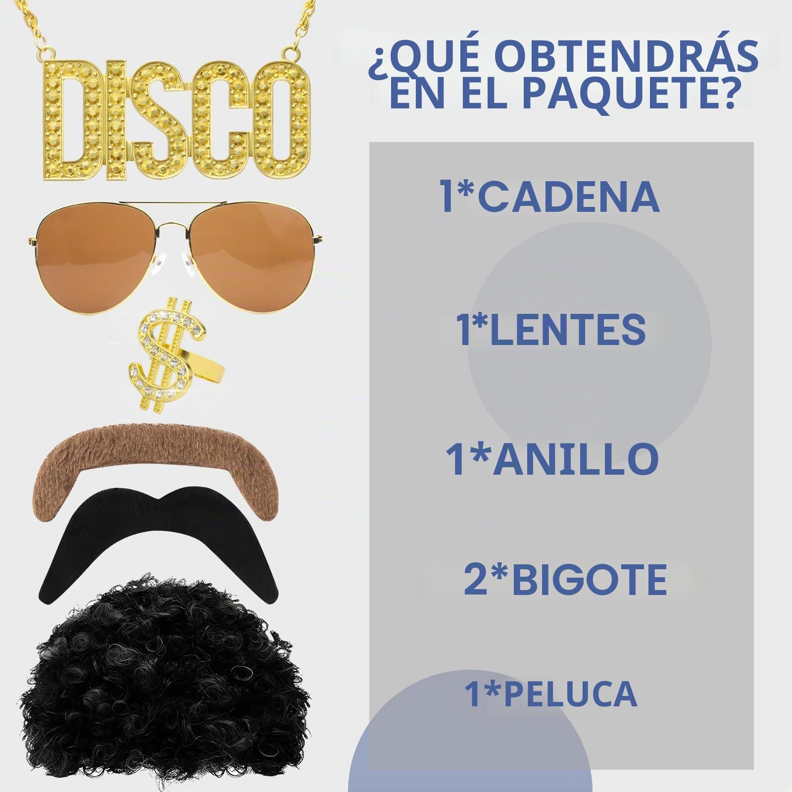 Set De 6 Pelucas Afro Hippie Y Accesorios – Disfraz Retro Años 70/80 Para Hombres Y Mujeres, Fiesta De Disfraces