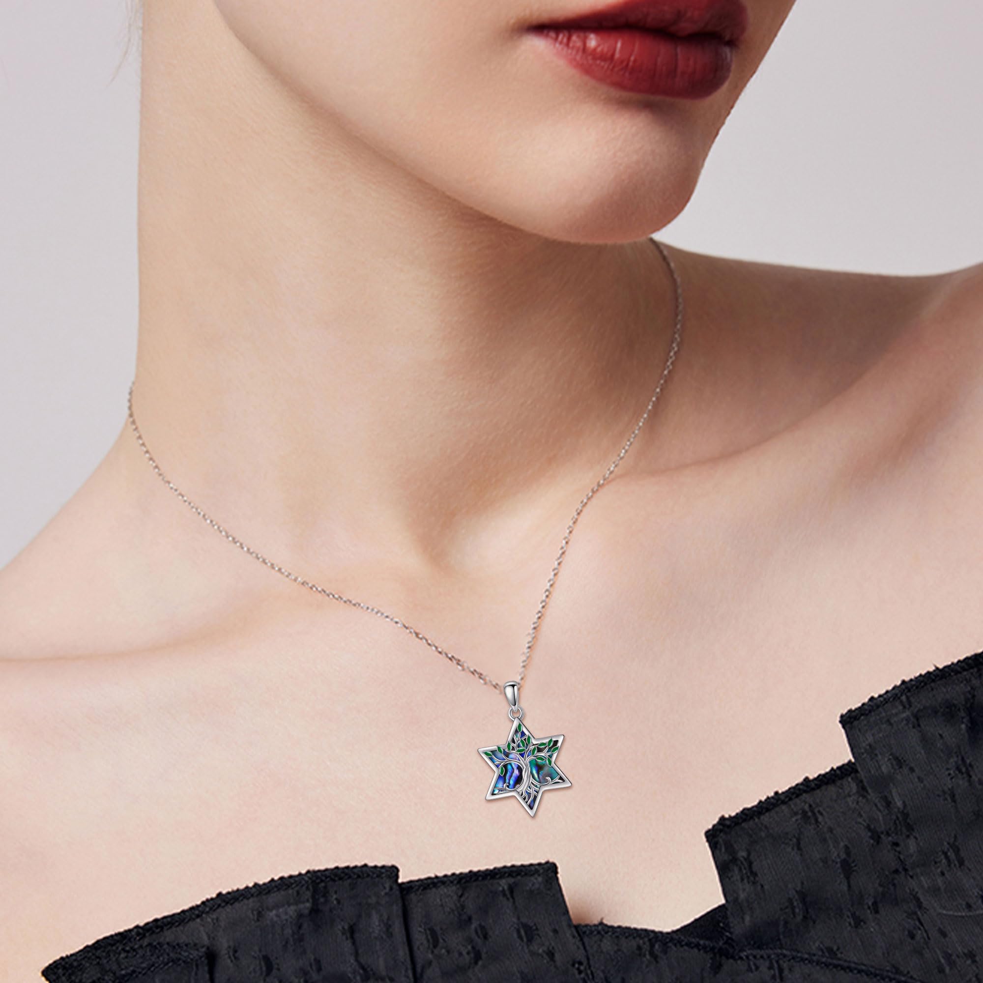 URONE Collana con stella di David, in argento 925, con ciondolo a forma di stella ebrea, regalo religioso per donne e uomini, 22 mm, Argento sterling, Non pietra preziosa