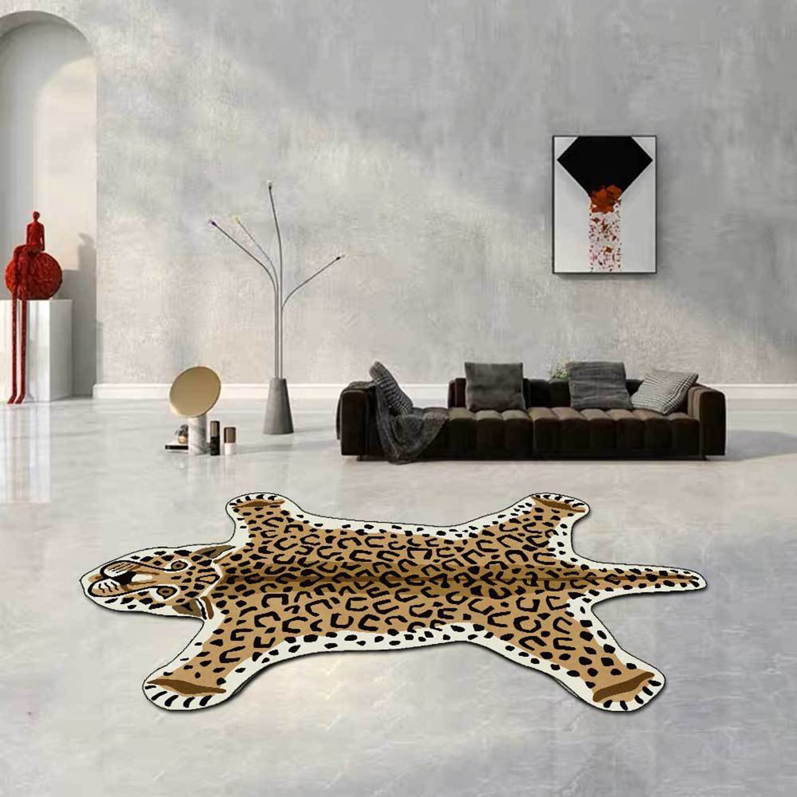Leoparden Druck Kunstfell Teppich, Rutschfeste Fußmatte Für Wohnzimmer, Schlafzimmer, Kinderzimmer, Dschungel-Themenzimmer, Spielzimmer - Leopard, 60 * 90CM