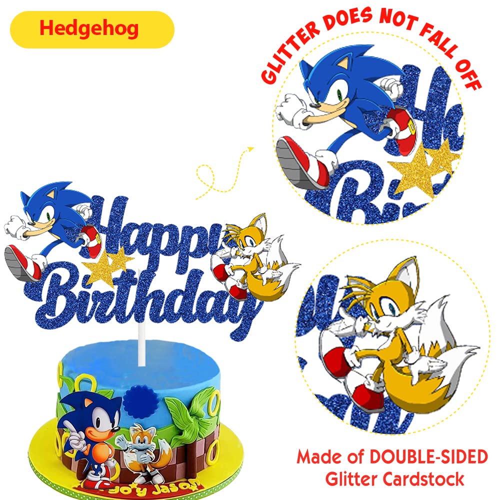 Buy GOGOPARTY Blue Hedgehog Happy Birthday Cake Topper, Sonic Cake
