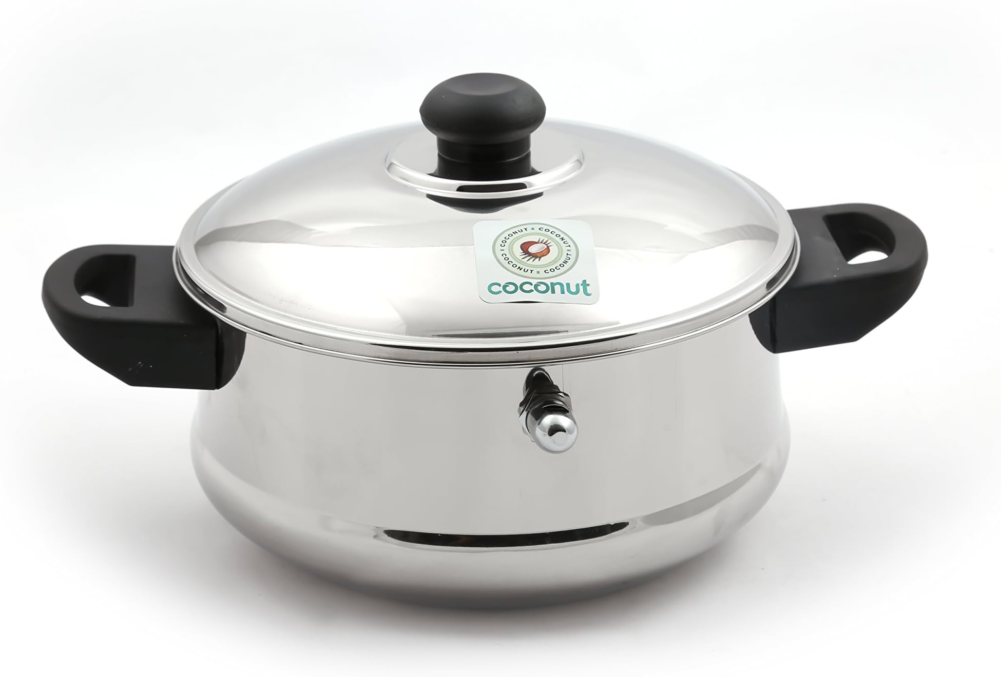 Coconut Ezy Stainless Steel Milk Boiler Induction Compatible with Whistle Indication | Milk Boiler with Induction Base | Double Wall Steel and Bakelite Handles - 2 Litre