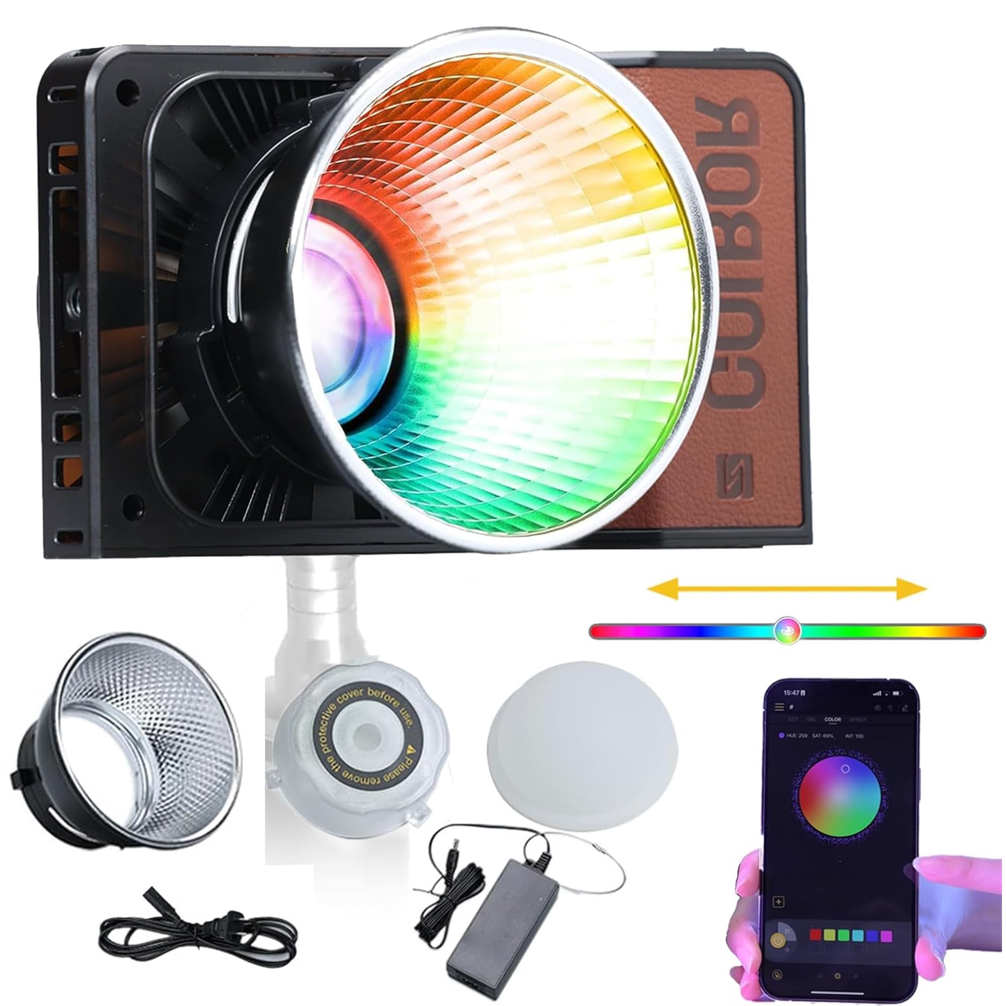 Amazon.co.jp: COLBOR W100R 100WCOB LED 撮影ライト RGB撮影照明 2700