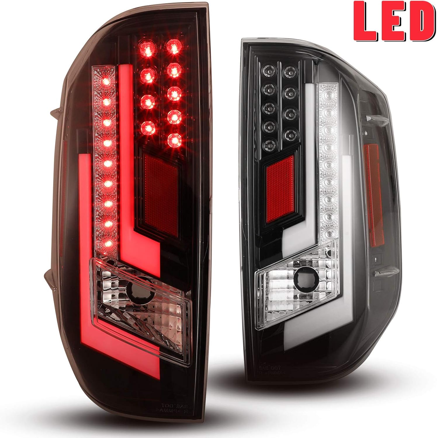 AUTOWIKI LED Tail lights Fit for 2014-2020 Toyota Tundra Tail Lamps with Glossy Black Housing/Clear Lens 2PCS