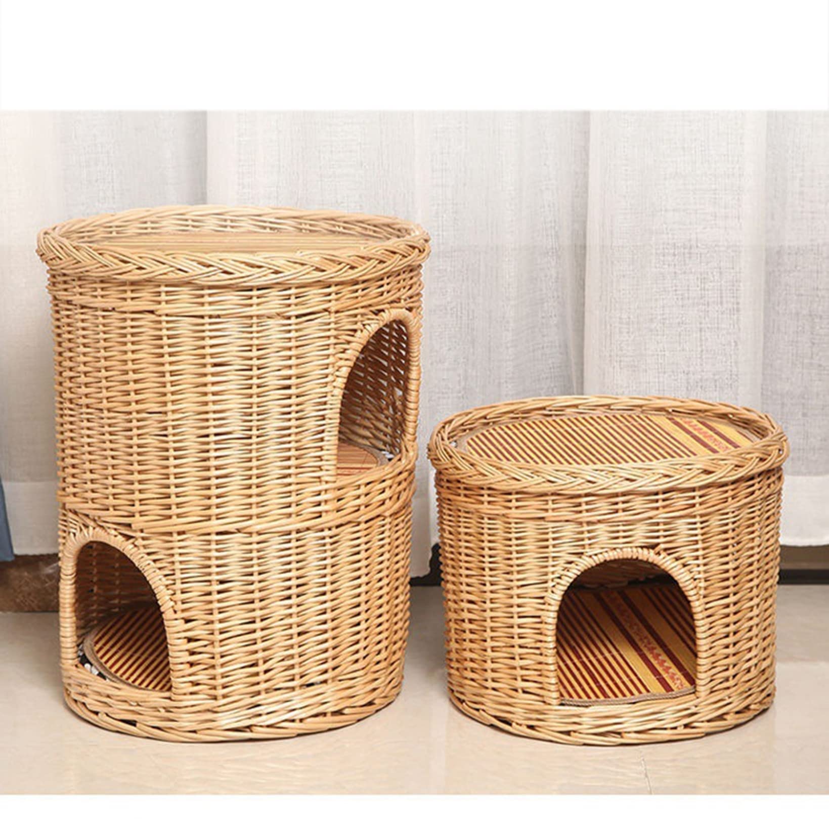 柳編みハウス二層 犬 猫カゴ ペットベッド ラタン ペット用天然素材 細工品 Amazon.co.jp: 柳編みハウス 二層 犬 猫カゴ ペットベッド