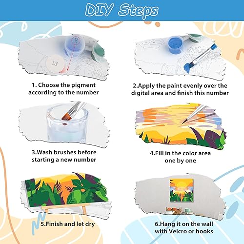 Miniatura 90 de EOBROMD Mrine Life - Paquete de 4 kits de pintura enmarcada por números para niños, kits de bricolaje para niños de 4 a 8 a 12 años, pintura sobre