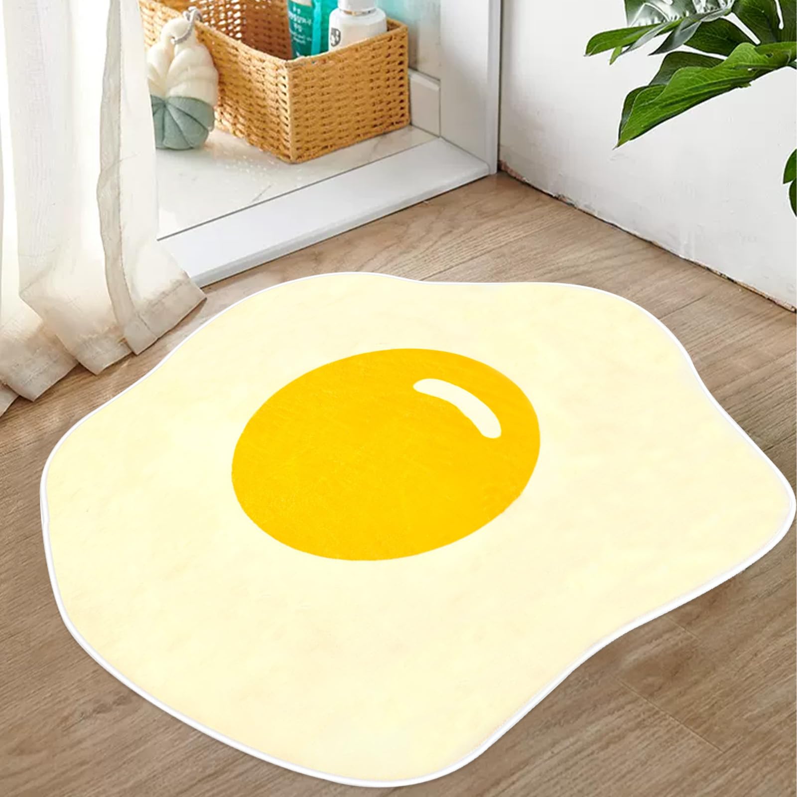 USTIDE Yolk Egg Shaped Rug 47 Inch, Soft Kids Area Carpet Large Kids Bedroom Rug Washable Nonslip Cartoon Rug