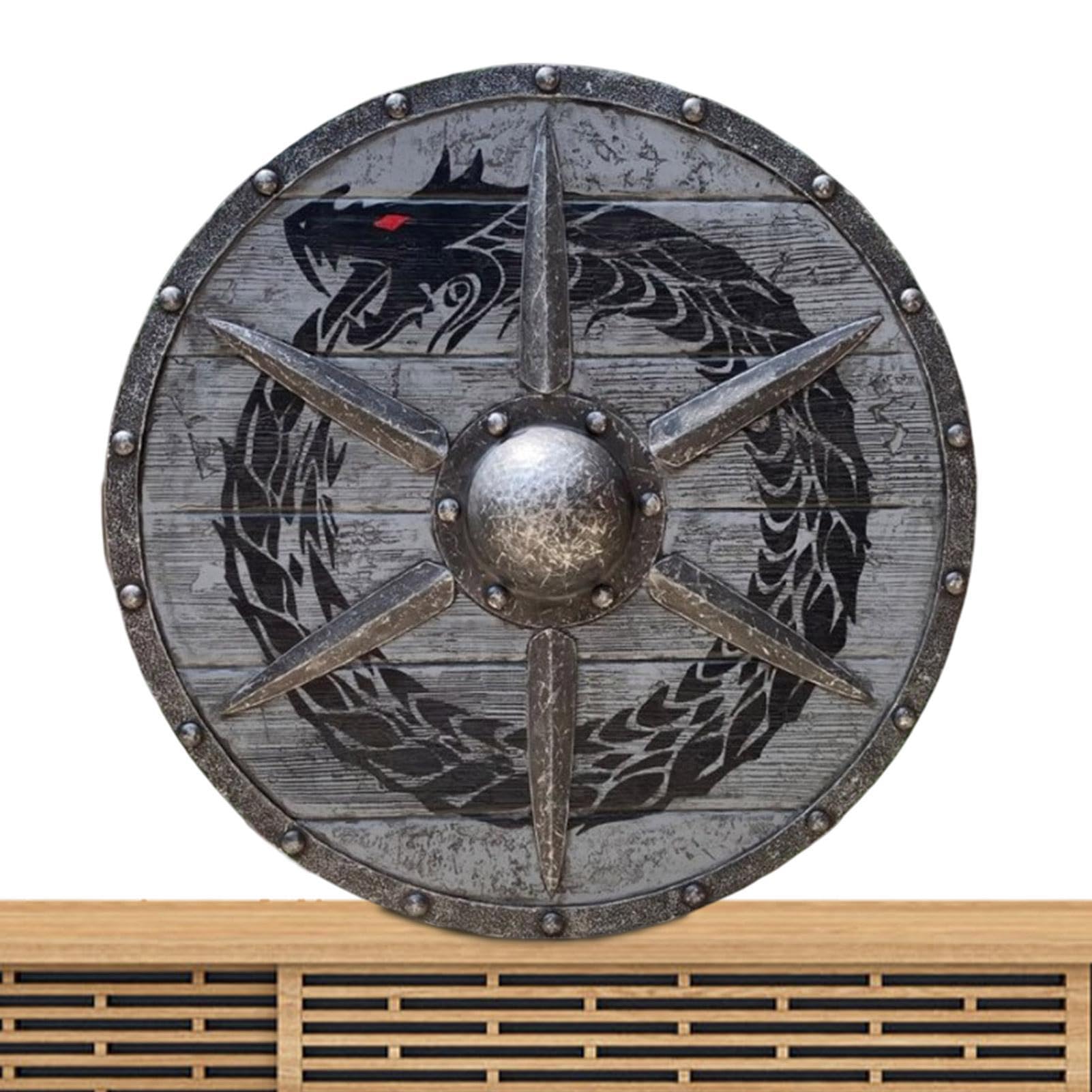 Wooden Shield - Shield | Medieval Valhalla Shied Toy Authentic BattleWorn Shield, Cosplay Decorative Shield
