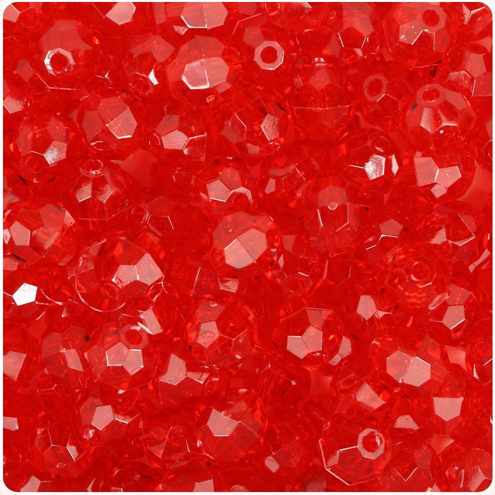 Amazon.com: BeadTin Ruby Transparent 6mm Round Plastic Craft Beads ...