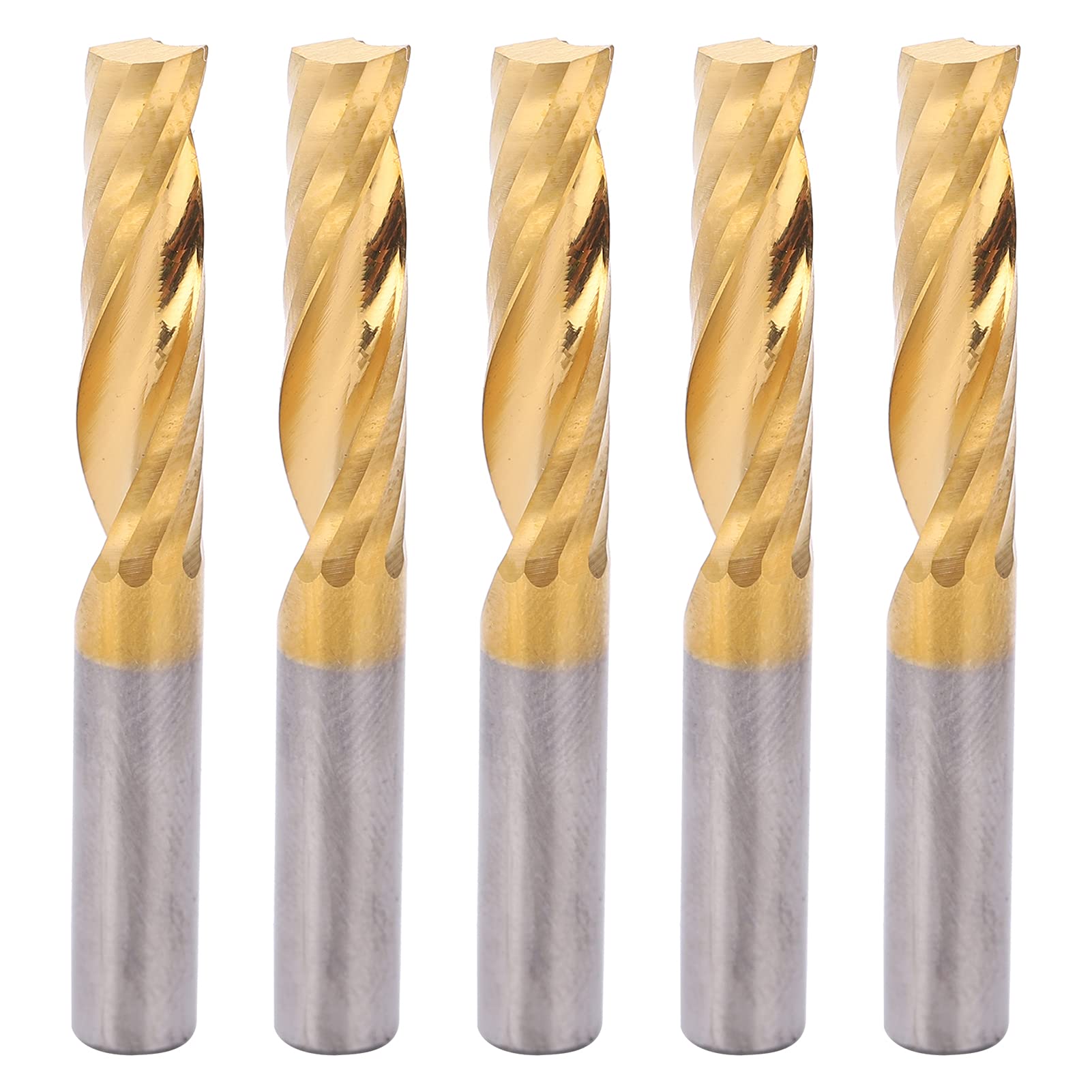 Marhynchus Fresa a Spirale Set di Frese CNC in Acciaio Ad Alta velocità 5 Pezzi 6mm X 25mm X 50mm Punte per Router Placcate in Titanio per Utenti di Fresatura e Scanalatura CNC