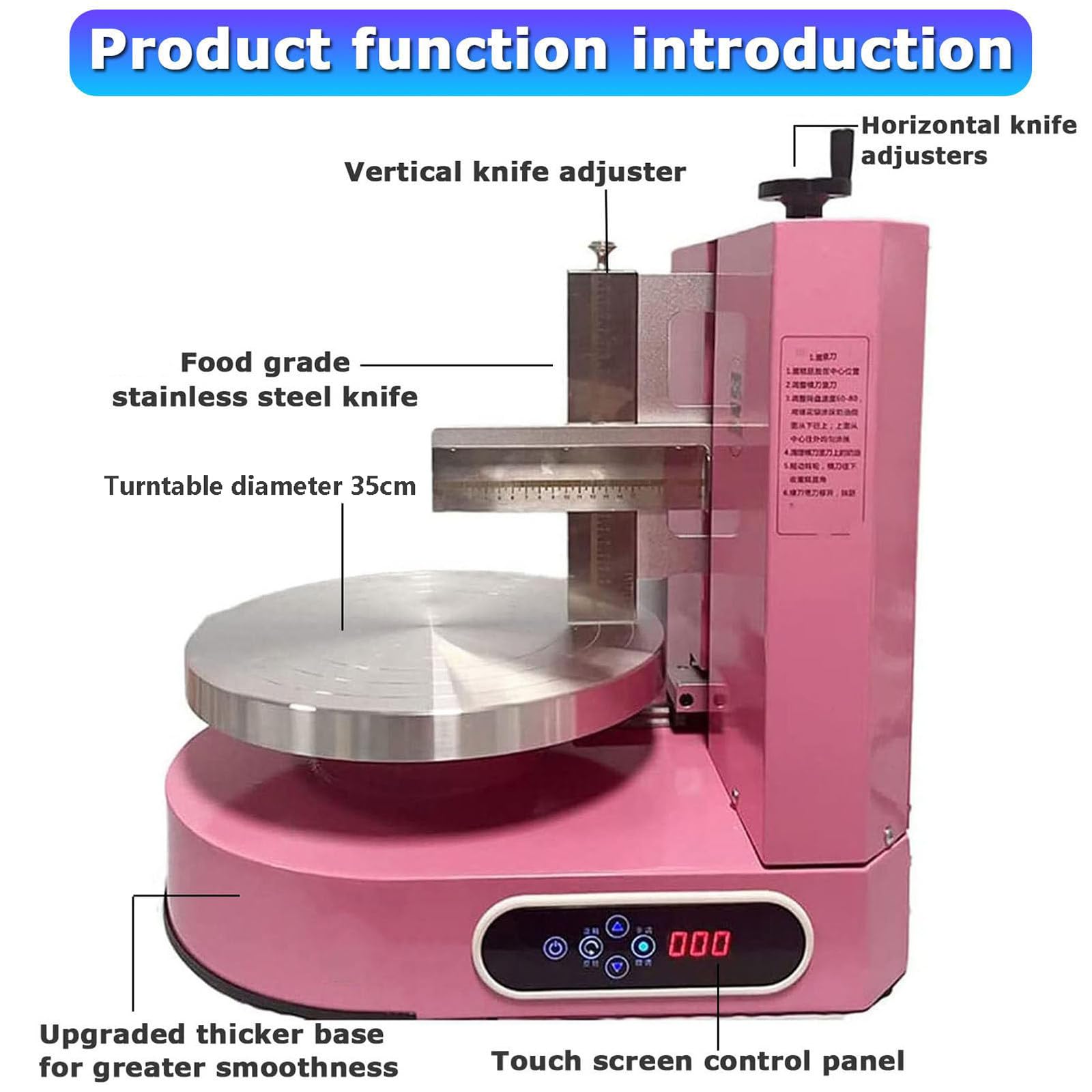 Herramienta Raspadora De Bordes Para Pasteles, Máquina Para Decorar Pasteles Con Pantalla Lcd, Espátula De Acero Inoxidable,Glasear Pasteles Cumpleaños, Adecuada Pastelerías,Restaurantes,pink