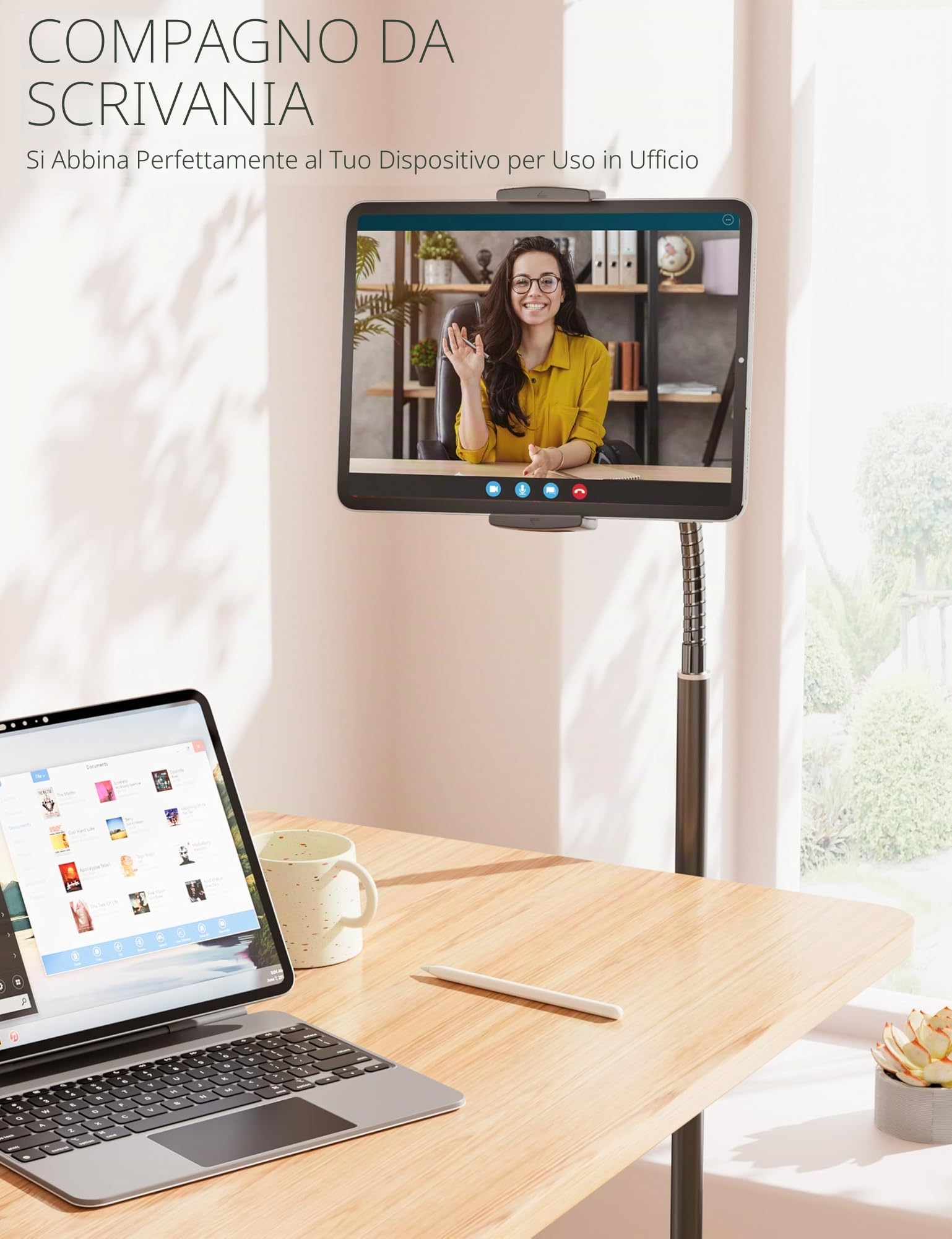 LanPavilion Supporto per iPad e Tablet in Metallo con Asta Flessibile, Compatibile con 4,7''-13''
