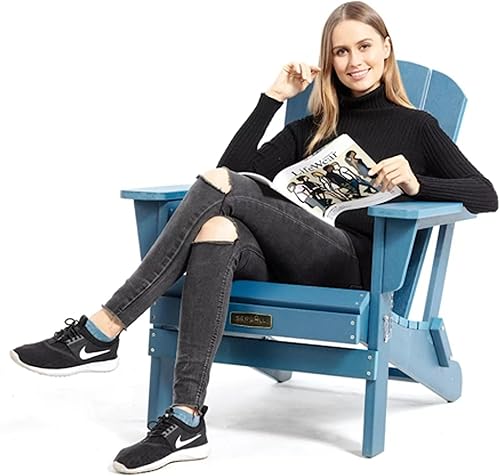 Miniatura 10 de SERWALL Sillas plegables Adirondack resistentes a la intemperie para exteriores, patio, césped, jardín, terraza trasera, hoguera, color azul