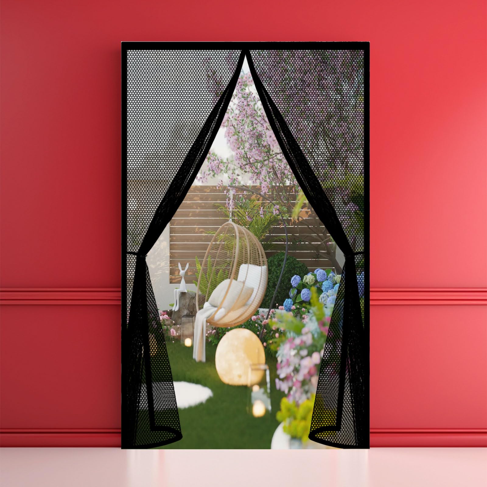 Guojun Black Fly Screens Doors 185 X 290 Cm Powerful Magnets And Full Frame Magic Tape Fly Nets For Doors Easy To Install Without Drilling For Patio Bedroom Sliding Kitchen,