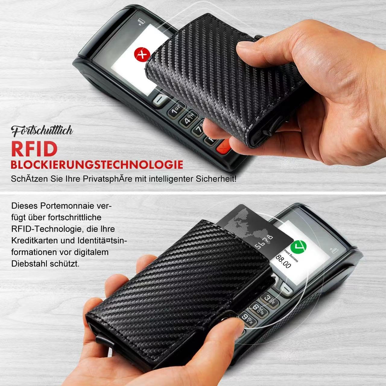 AISIR Porta Carte di Credito,Portafoglio Uomo,Portafoglio da uomo,Portafoglio Uomo Slim di Protezione RFID,Mini Portafoglio da uomo con Scomparto per Banconote e Scomparto per Monete.