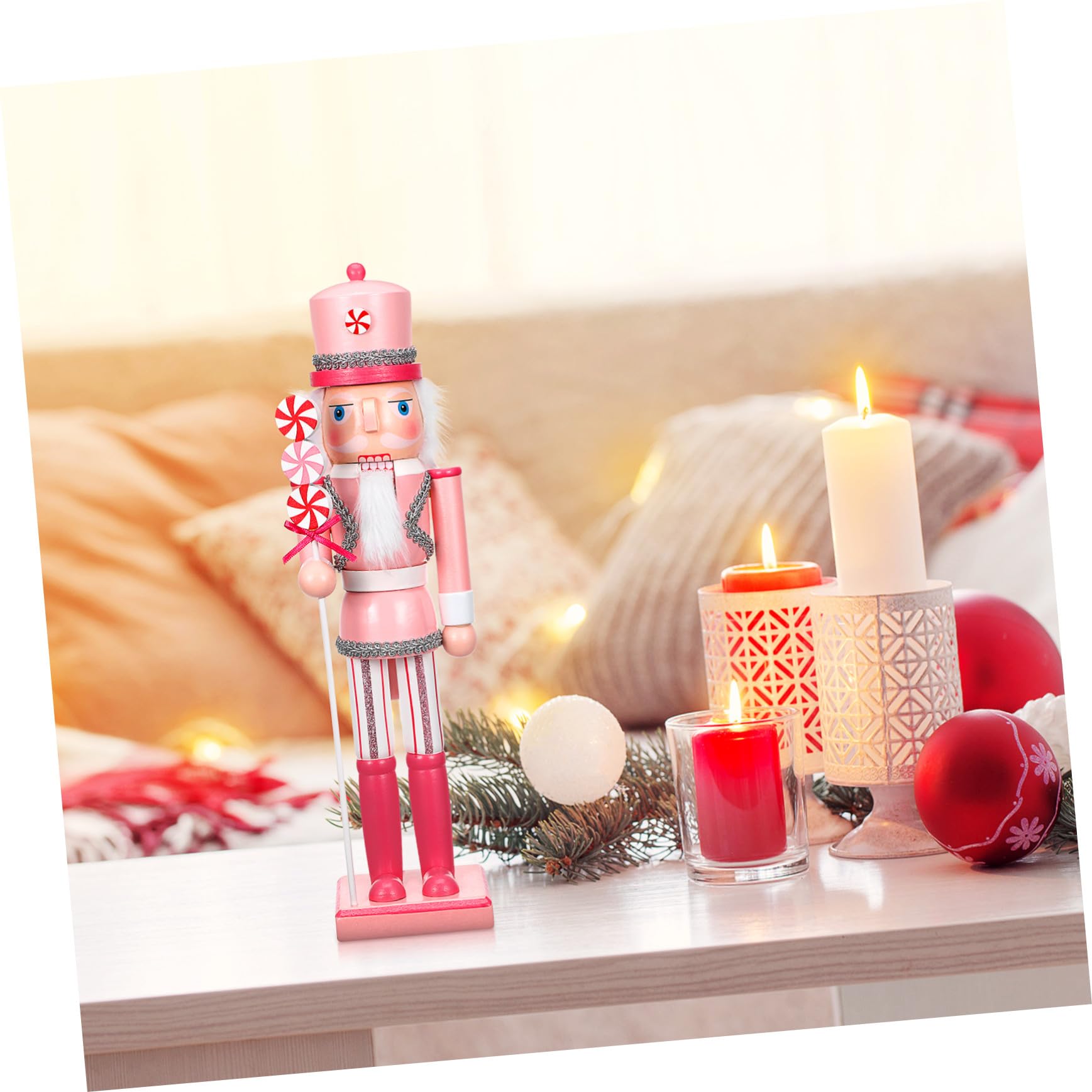 Drewniany Ozdobny Żołnierz Orzechowy Świąteczna Dekoracja Stołu i Domu Rzemieślniczy Nutcracker Boże Narodzenie Trwały i Szczegółowy Ornament
