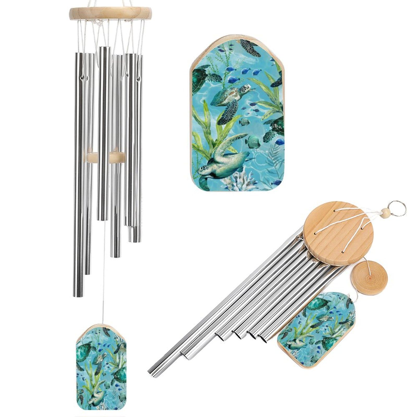 Outdoor Wind Chimes, Sea Turtle-Blue Printed Wind Chimes,Simple Wind Chimes,Curtain Wind Chimes for Home Decoration