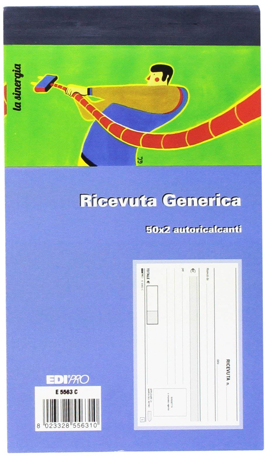 Edipro E5563C - Bloc reçu générique 50 x 2 auto-agrippant, format 9,9 x 17 cm, lot de 50 pièces