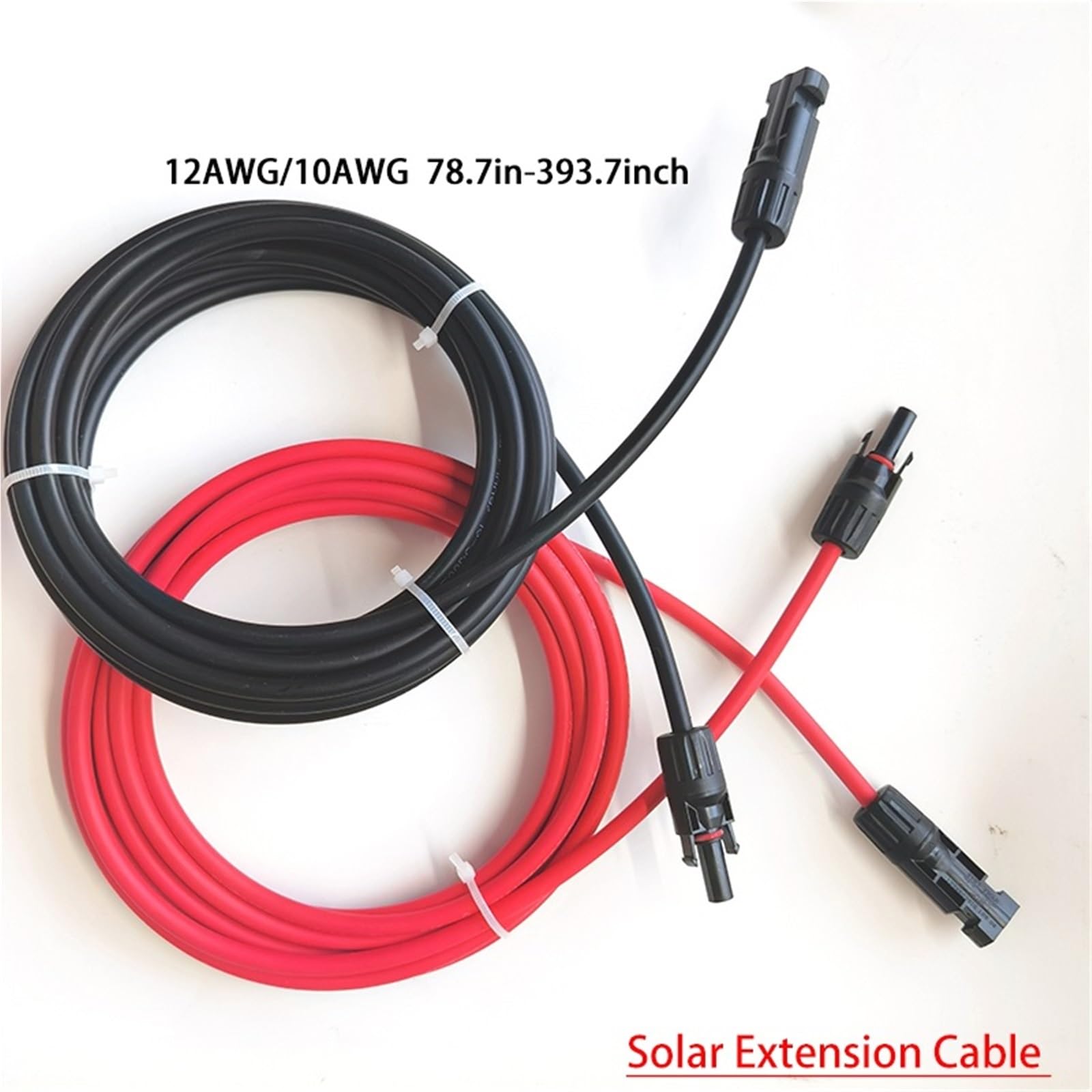 12/10 AWG 4/6 mm² 8,74 cala do 393,7 cala solarny przedłużacz kabla zasilającego z fotowoltaicznym złączem DC stosowany w panelu słonecznym(12 AWG-4 mm2, 1 para 3m 118,11 cala)