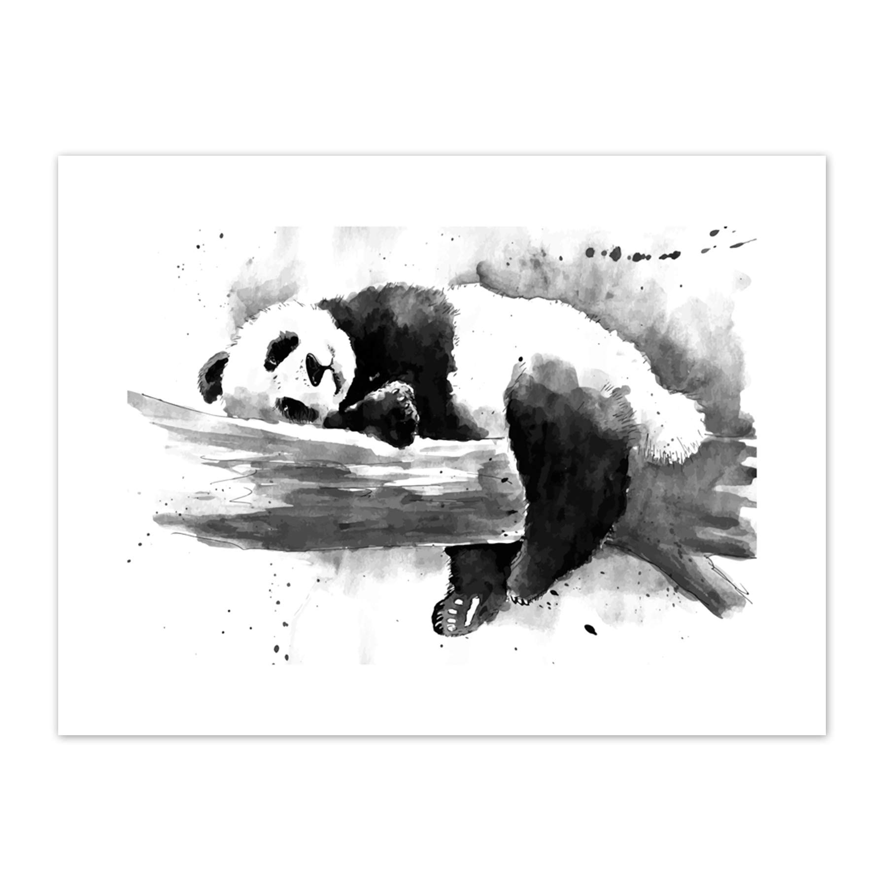 Wee Blue Coo Panda Sleeping Watercolour Art Print Canvas Premium Wall Decor Poster