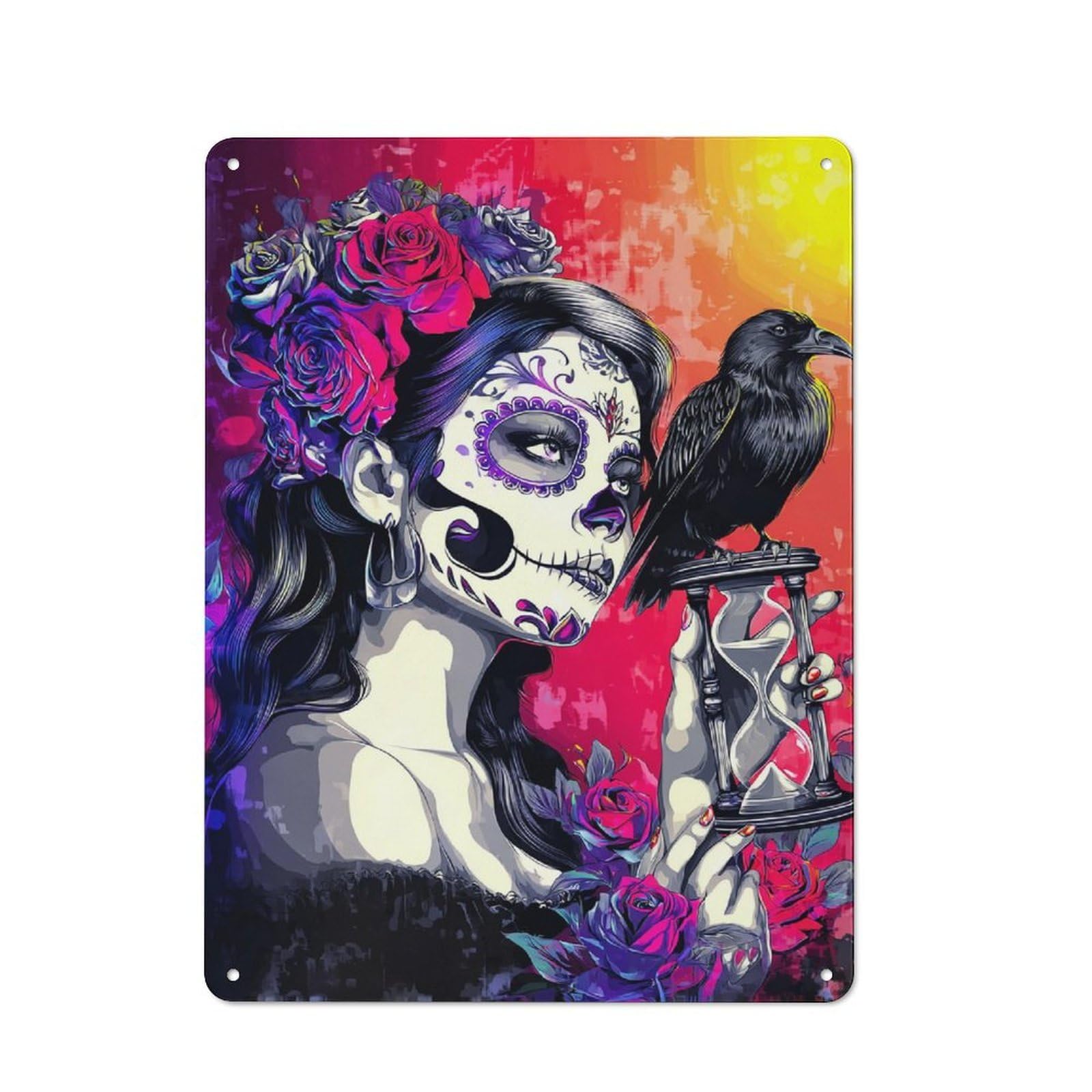 Junmoney Day Of The Dead Timeless Beauty For Man Cave Or Games Room, Retro Metal Plaque 40X30cm, For Metal Sign Collectors, For Garage And Workshop Walls