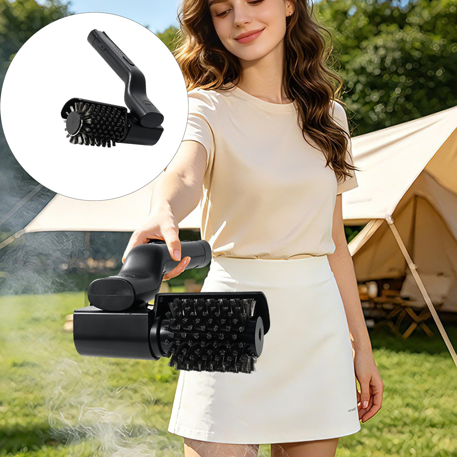Pulitore automatico di cottura con 2 testine intercambiabili e ricarica USB per la cura della spazzola portatile per barbecue